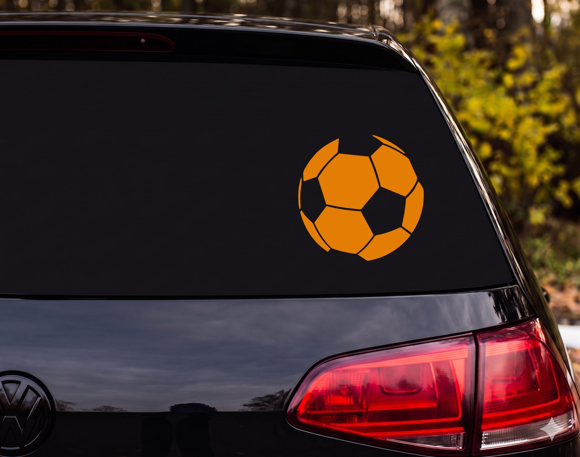 Soccer Ball Silhouette Classic Panel Vinyl Decal Sticker Car Window Laptop - Orange
