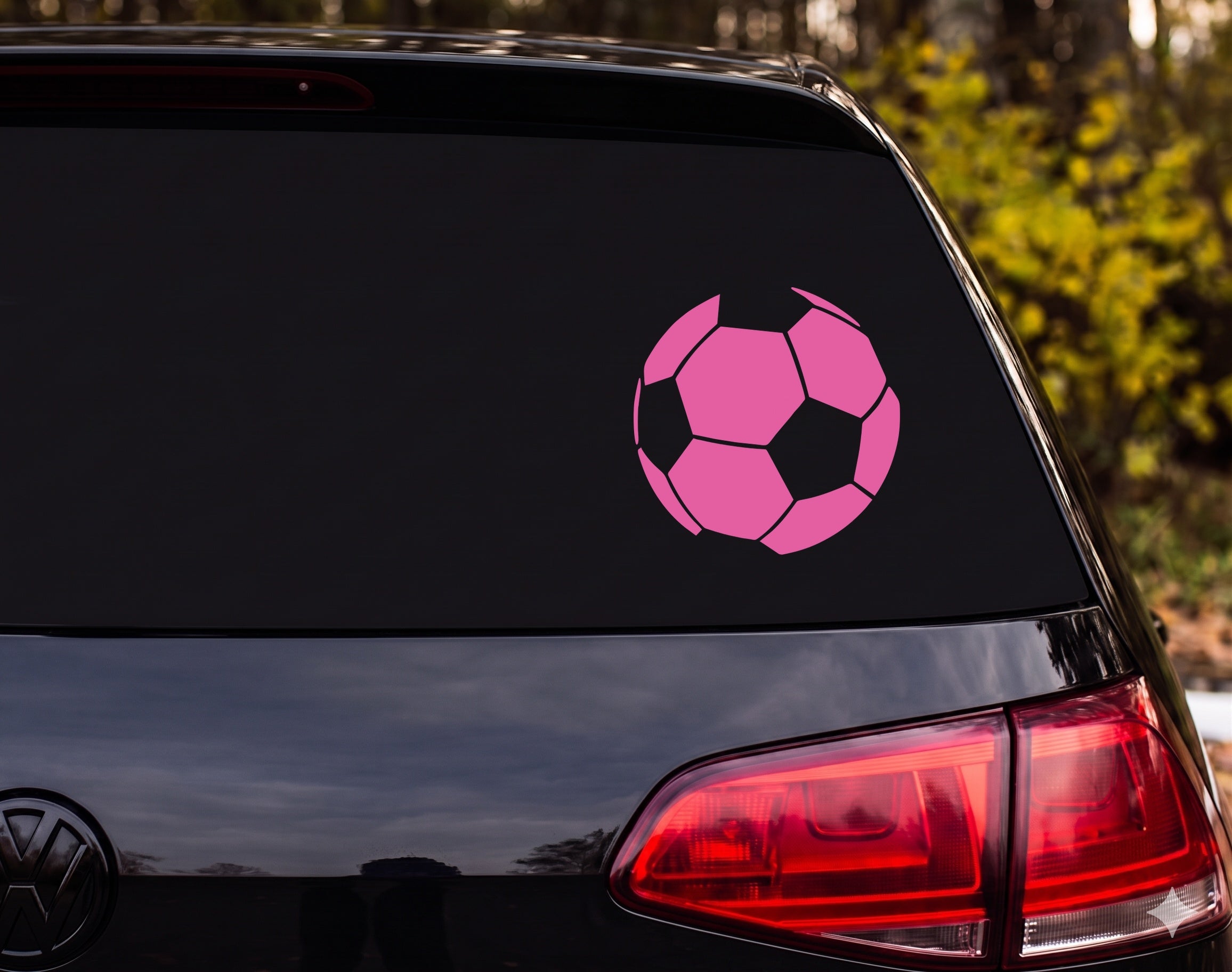 Soccer Ball Silhouette Classic Panel Vinyl Decal Sticker Car Window Laptop - Pink