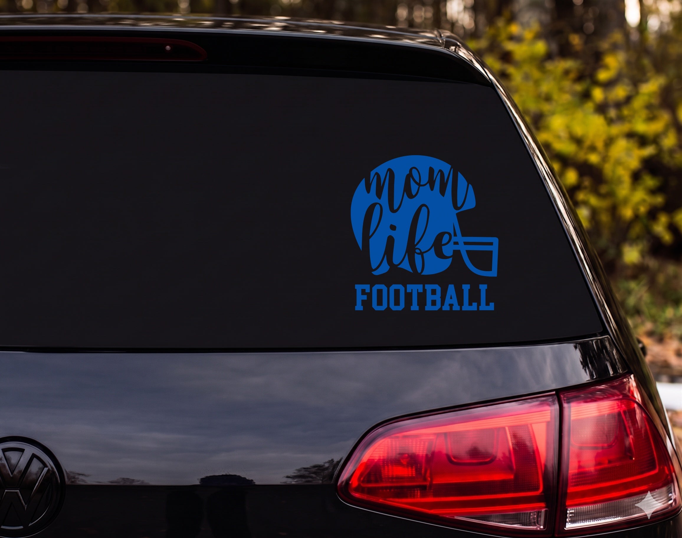 Mom Life Football Helmet Silhouette Vinyl Decal Sticker Car Window - Blue