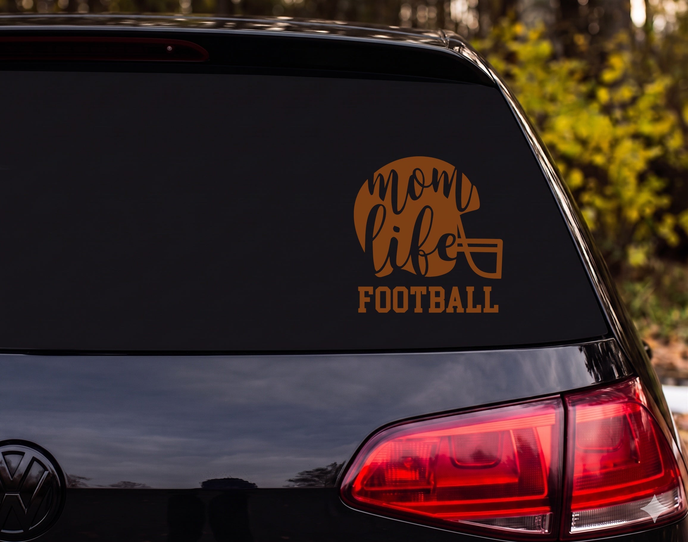 Mom Life Football Helmet Silhouette Vinyl Decal Sticker Car Window - Brown