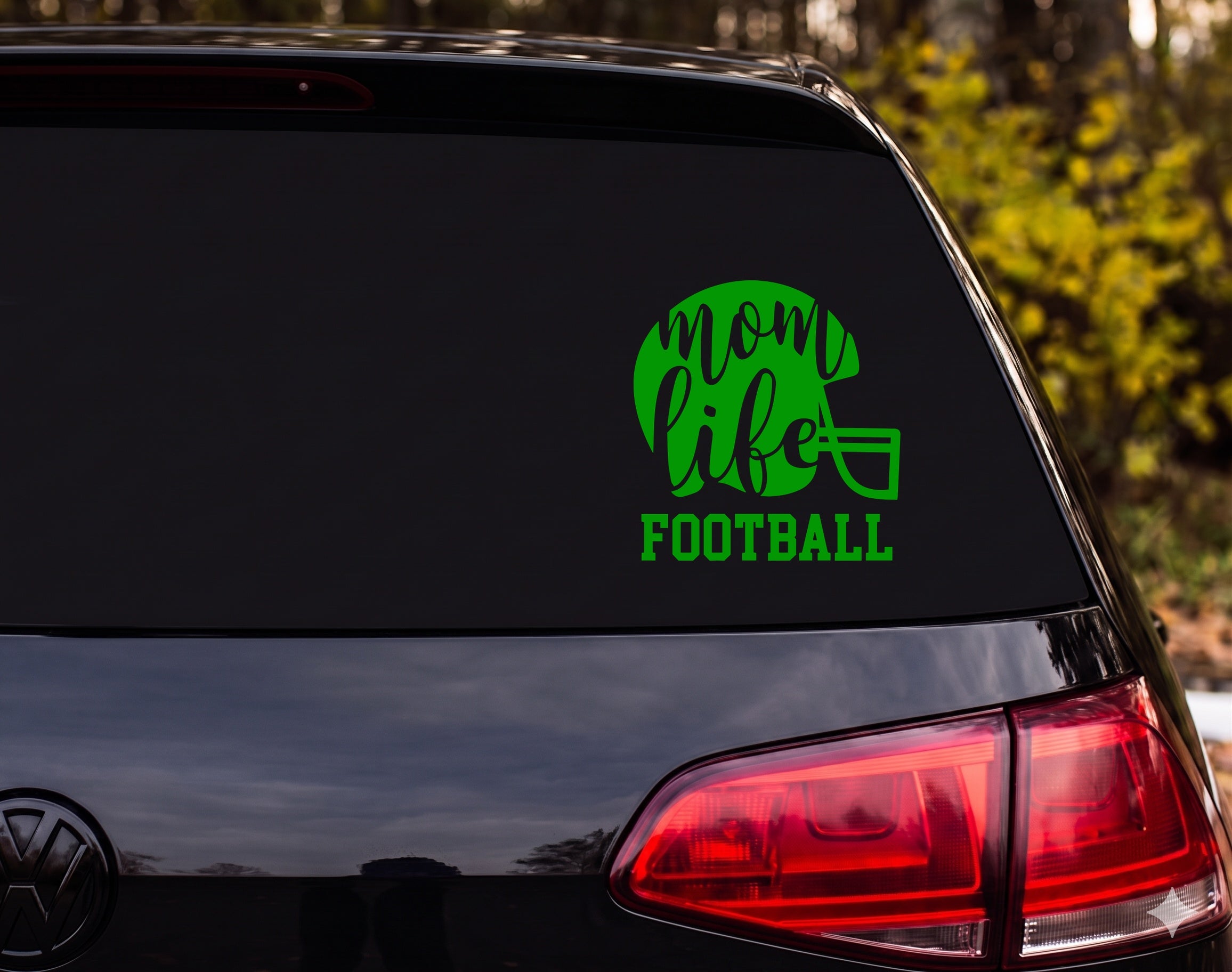 Mom Life Football Helmet Silhouette Vinyl Decal Sticker Car Window - Green