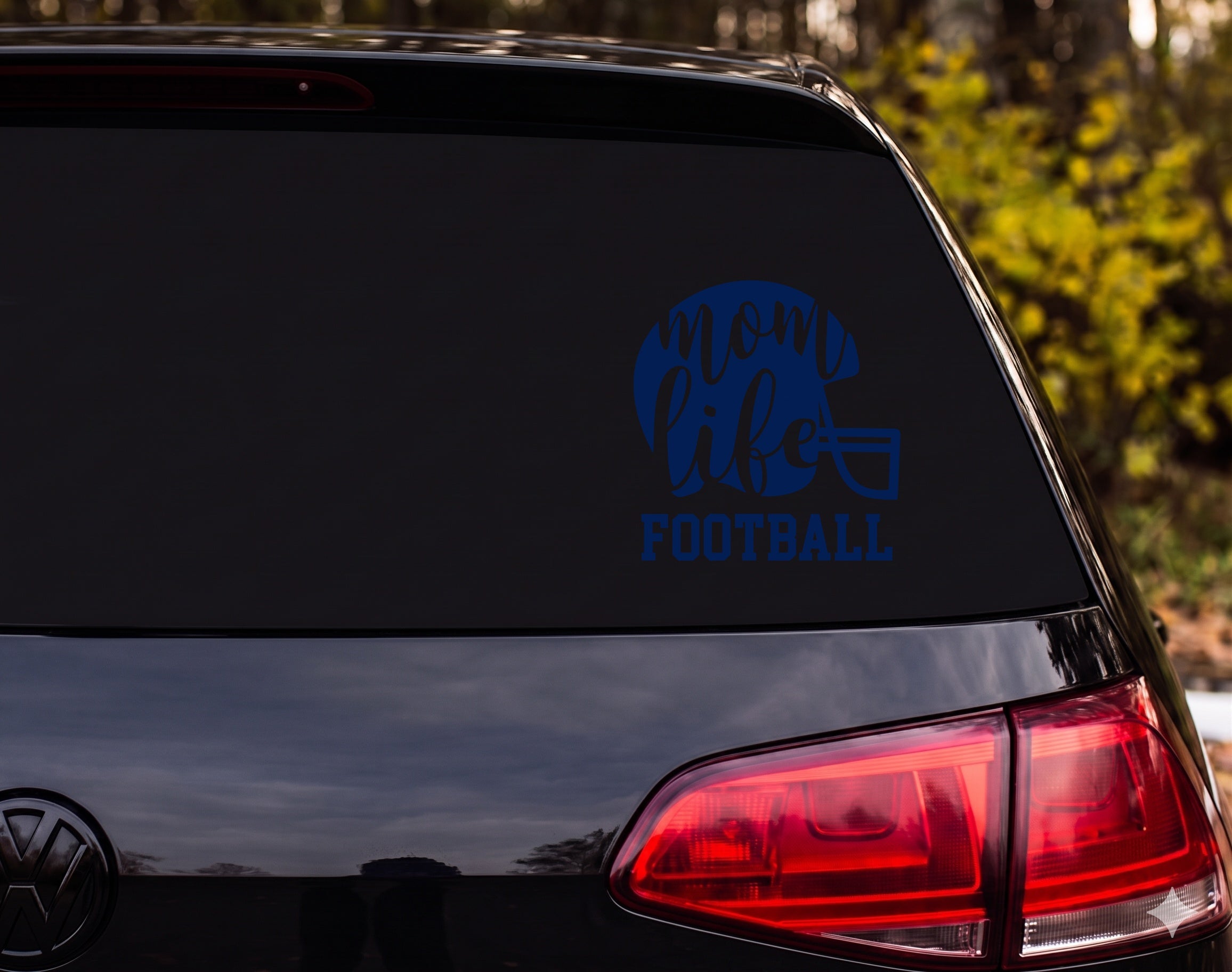 Mom Life Football Helmet Silhouette Vinyl Decal Sticker Car Window - Navy