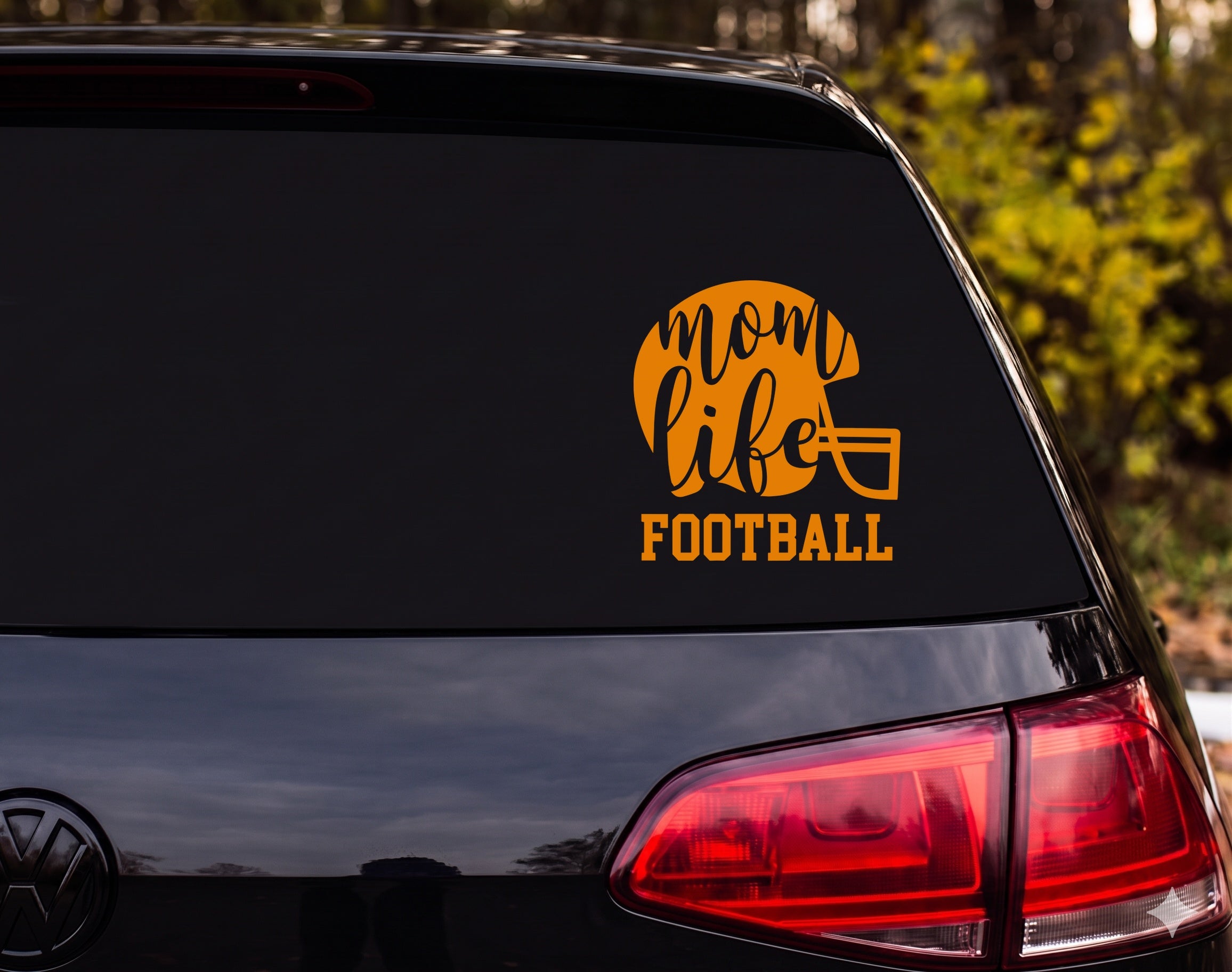 Mom Life Football Helmet Silhouette Vinyl Decal Sticker Car Window - Orange