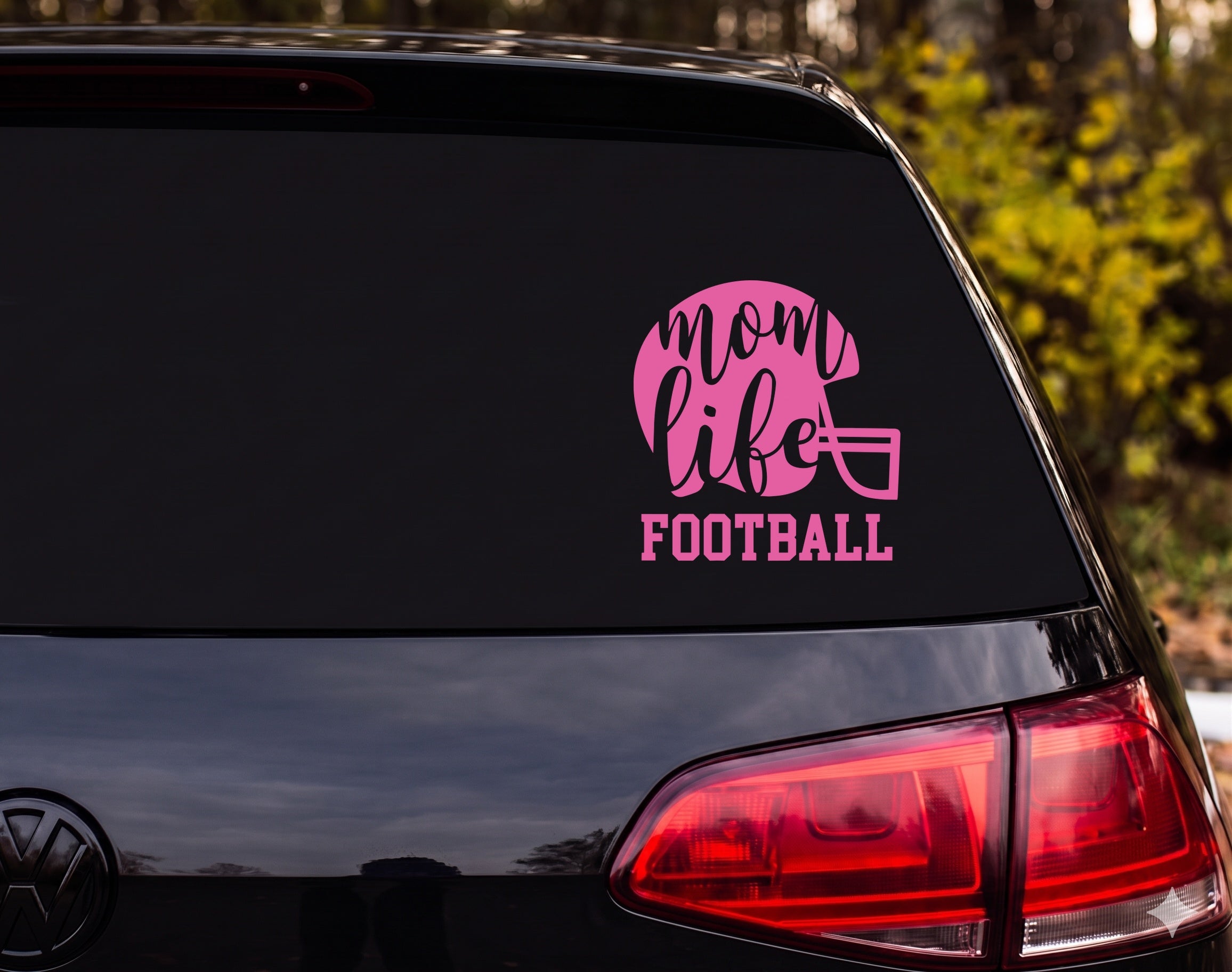 Mom Life Football Helmet Silhouette Vinyl Decal Sticker Car Window - Pink