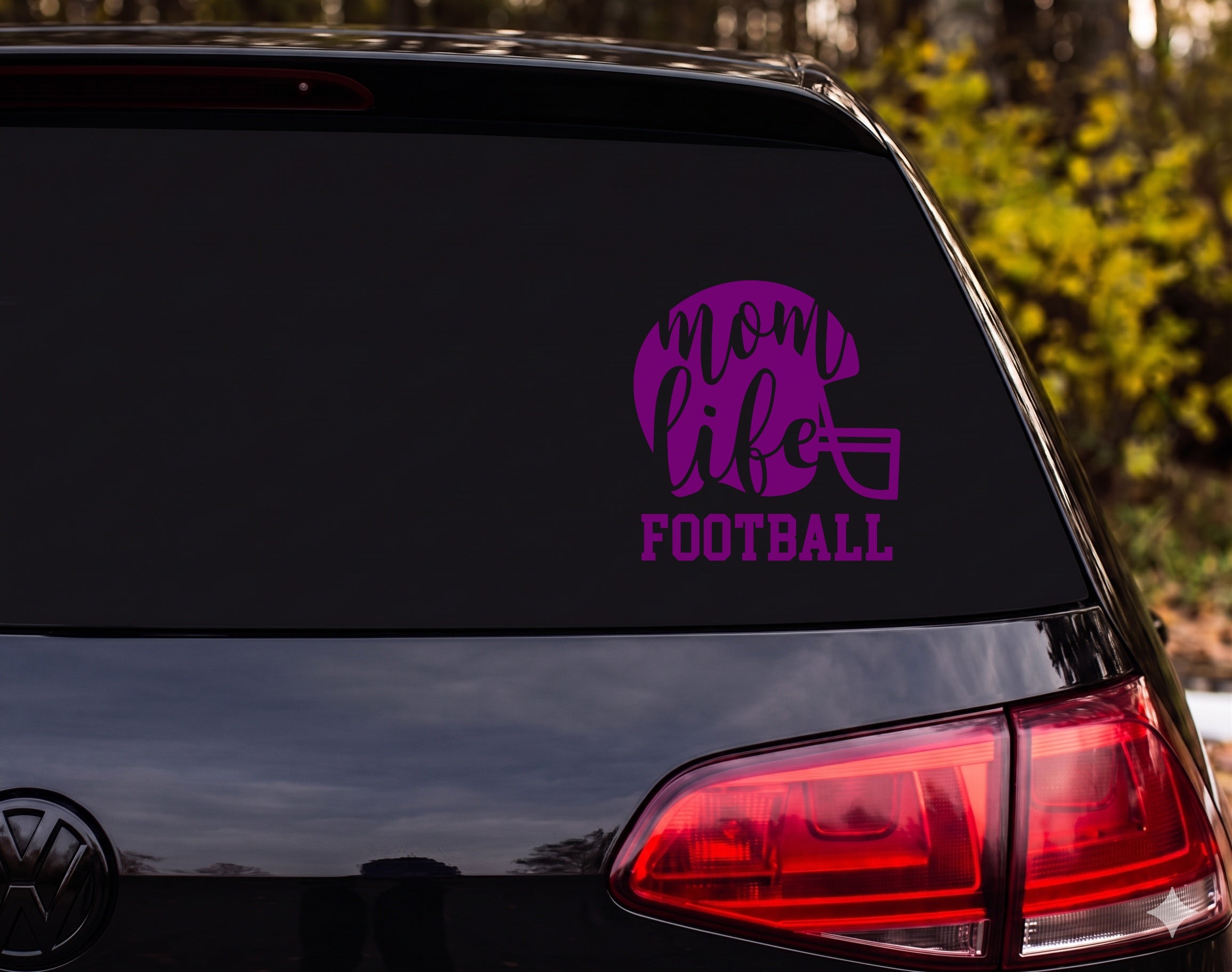 Mom Life Football Helmet Silhouette Vinyl Decal Sticker Car Window - Purple
