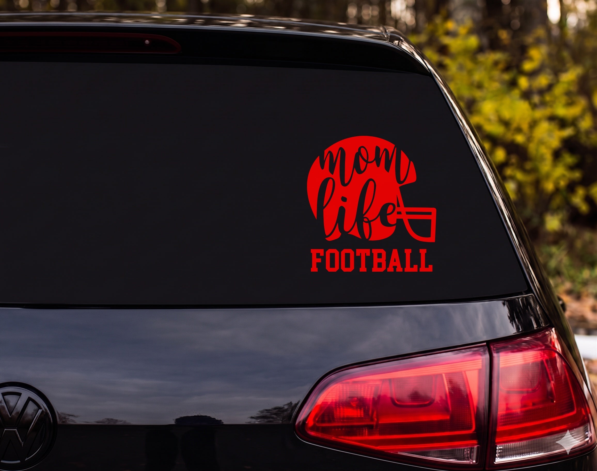 Mom Life Football Helmet Silhouette Vinyl Decal Sticker Car Window - Red