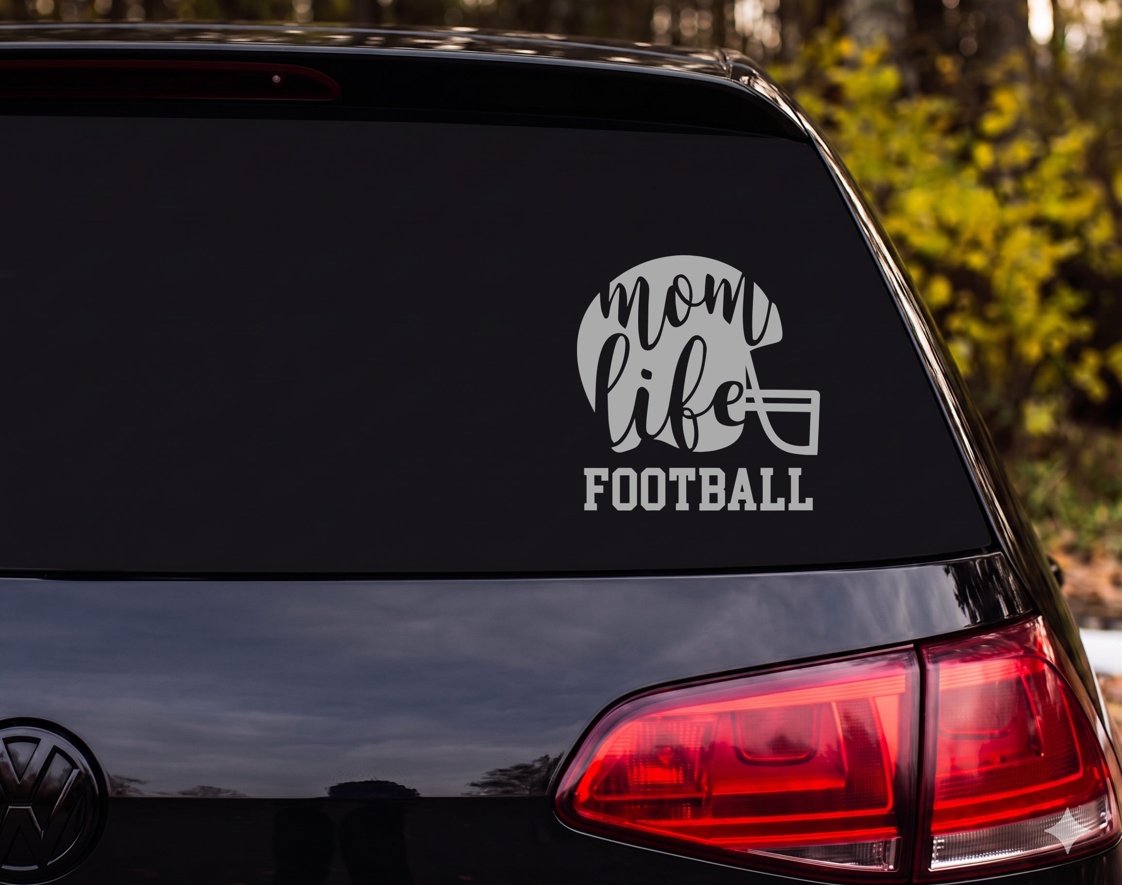 Mom Life Football Helmet Silhouette Vinyl Decal Sticker Car Window - Silver