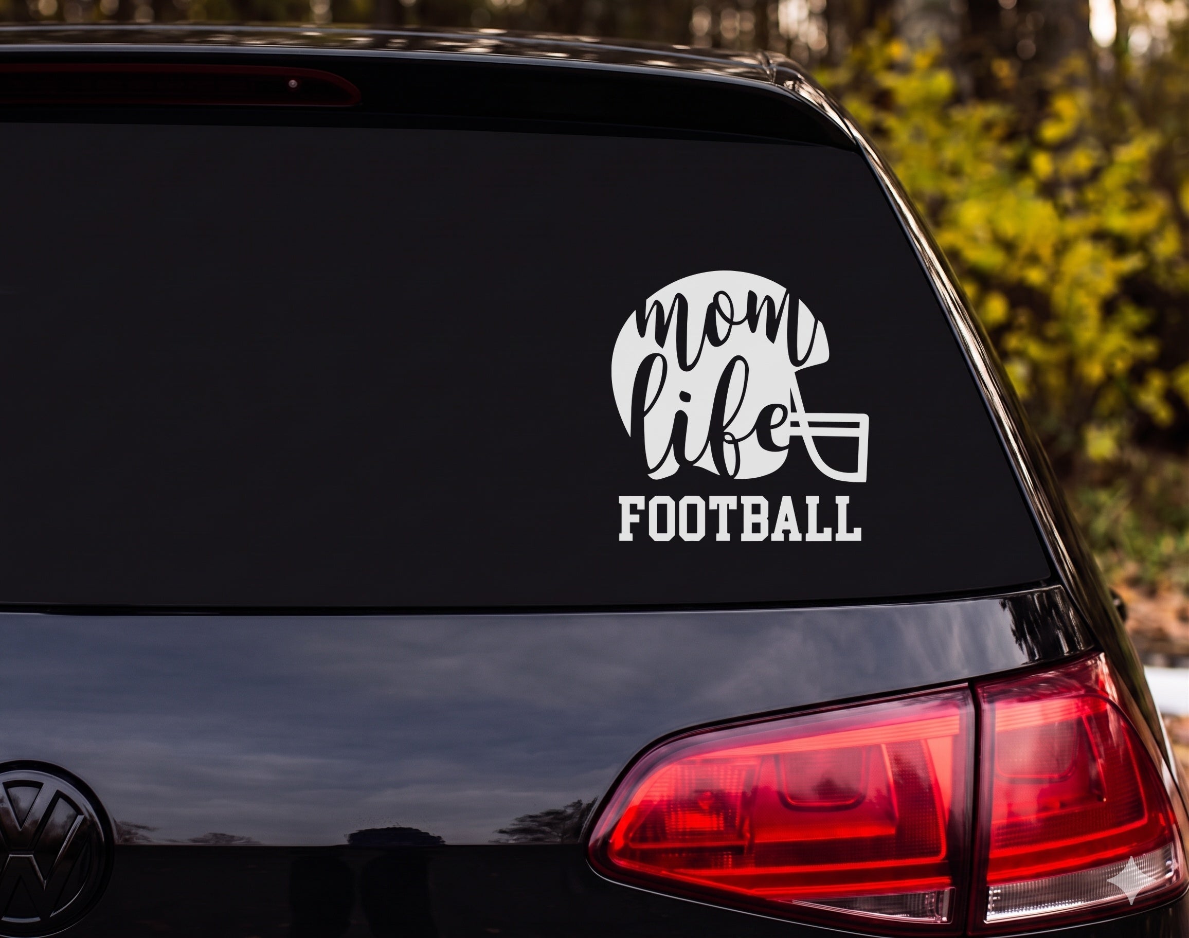 Mom Life Football Helmet Silhouette Vinyl Decal Sticker Car Window - White