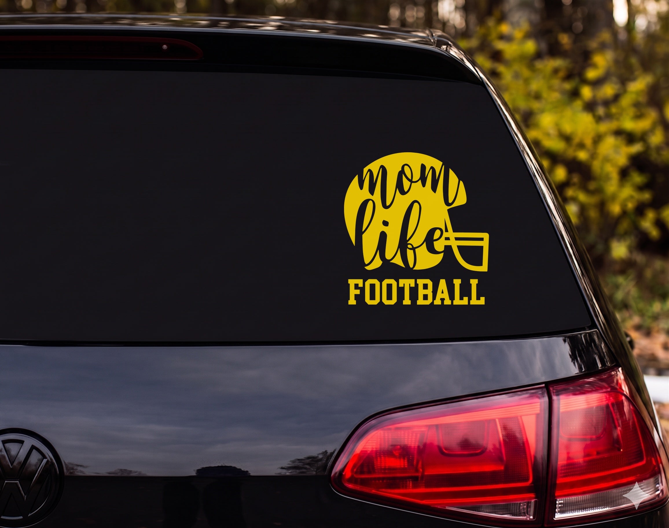 Mom Life Football Helmet Silhouette Vinyl Decal Sticker Car Window - Yellow