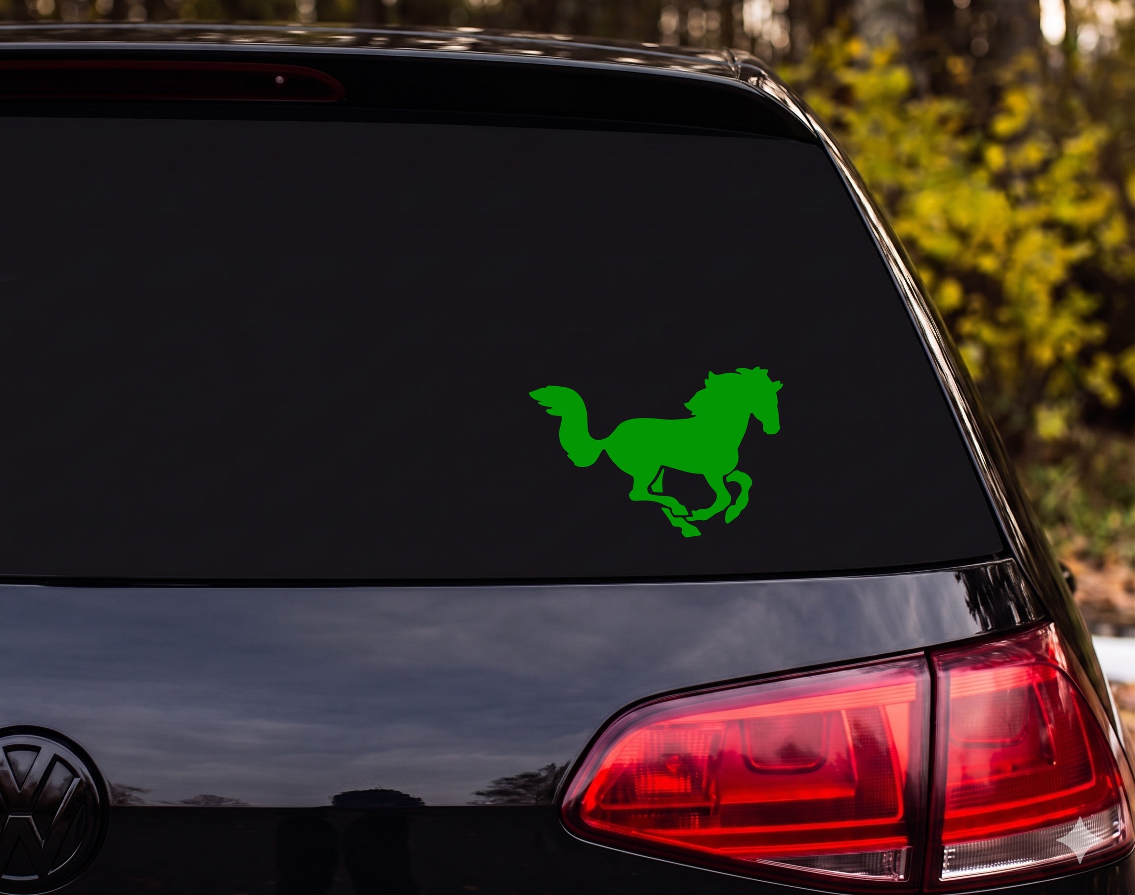 Galloping Wild Mustang Horse Silhouette Vinyl Decal Sticker Car Window Laptop - Green