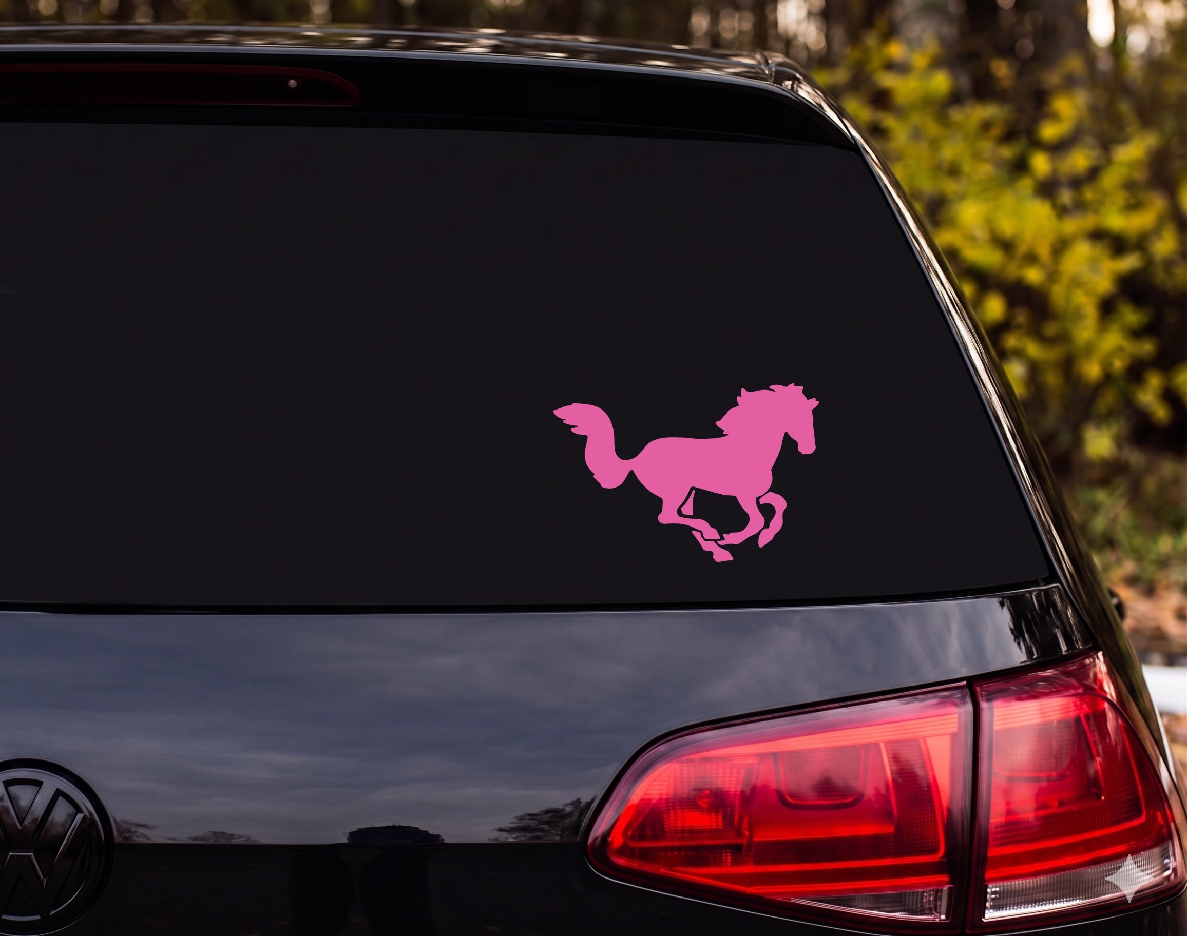 Galloping Wild Mustang Horse Silhouette Vinyl Decal Sticker Car Window Laptop - Pink