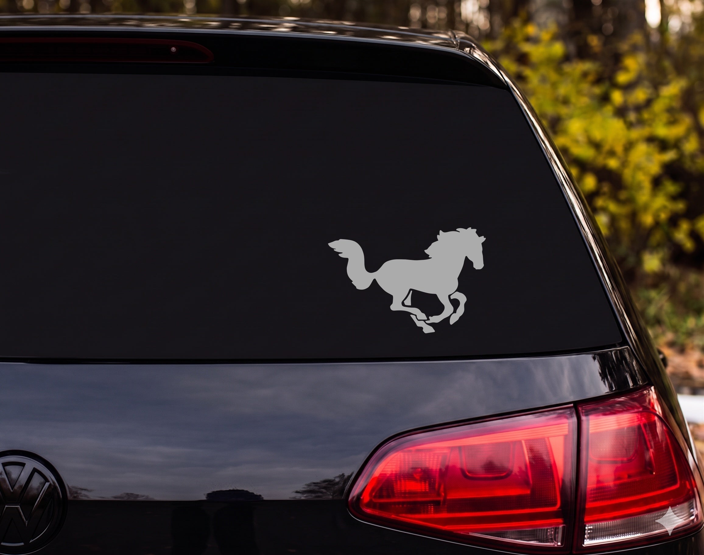 Galloping Wild Mustang Horse Silhouette Vinyl Decal Sticker Car Window Laptop - Silver