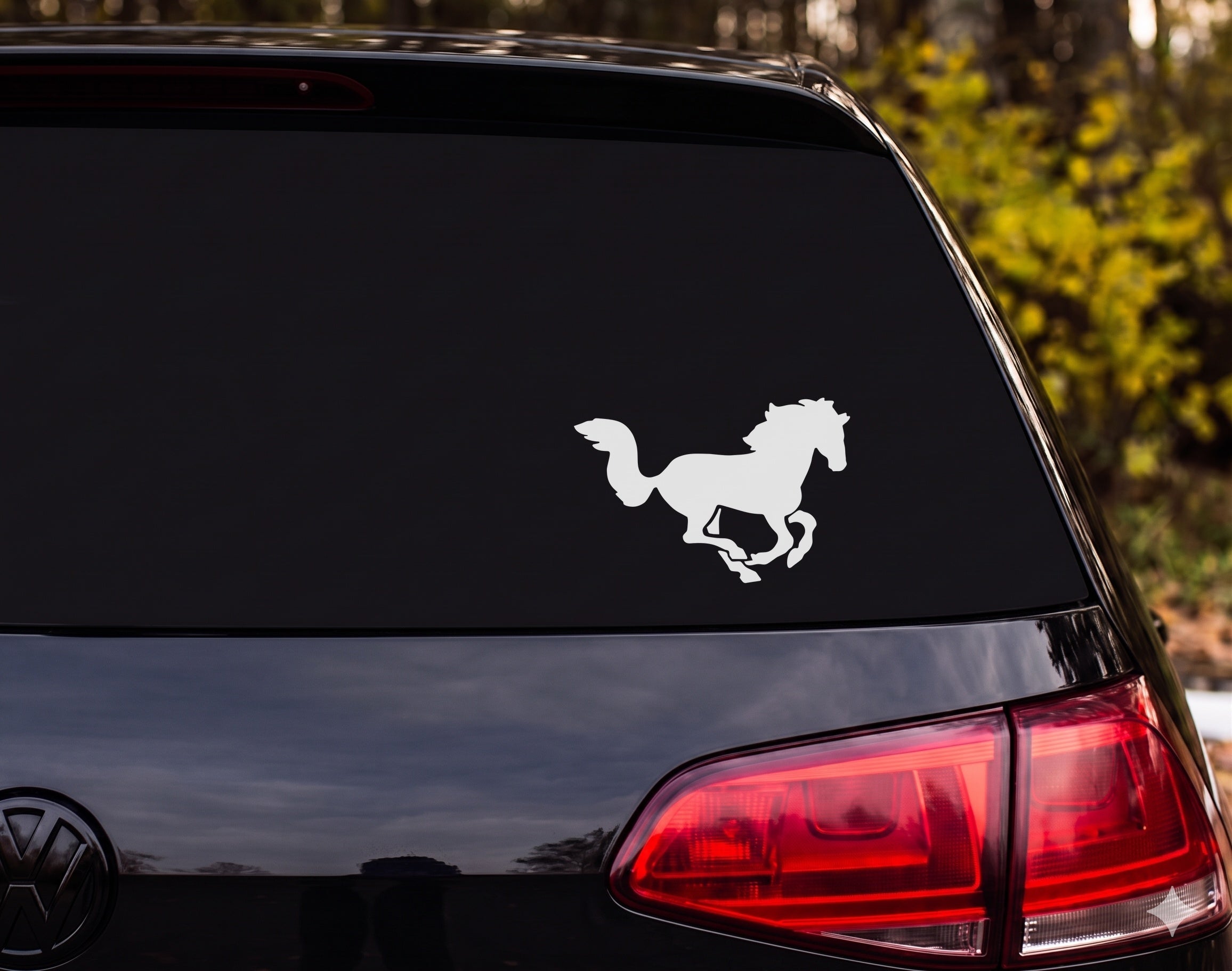 Galloping Wild Mustang Horse Silhouette Vinyl Decal Sticker Car Window Laptop - White