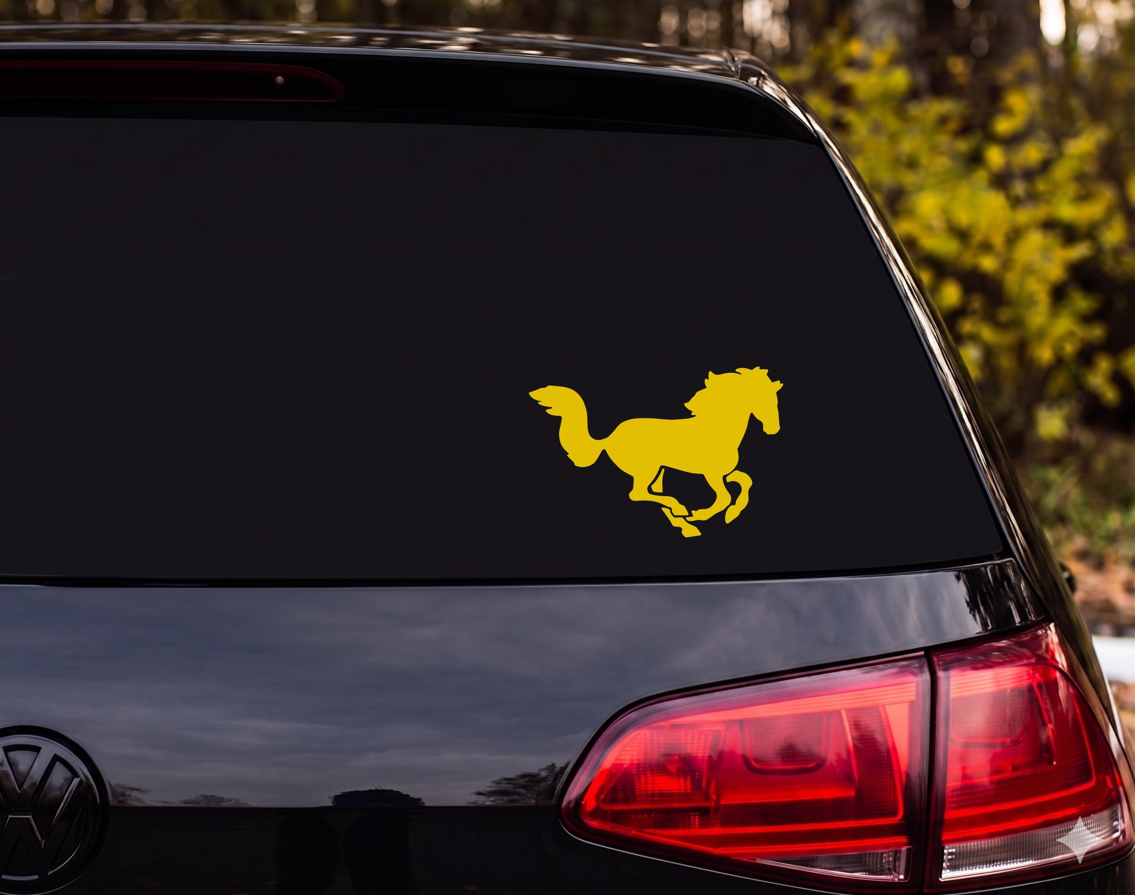 Galloping Wild Mustang Horse Silhouette Vinyl Decal Sticker Car Window Laptop - Yellow