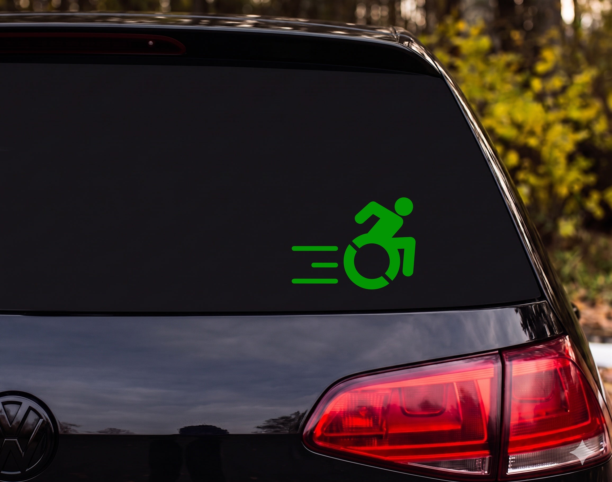 Wheelchair Accessible Icon Active Dynamic Silhouette Vinyl Decal Sticker Car - Green