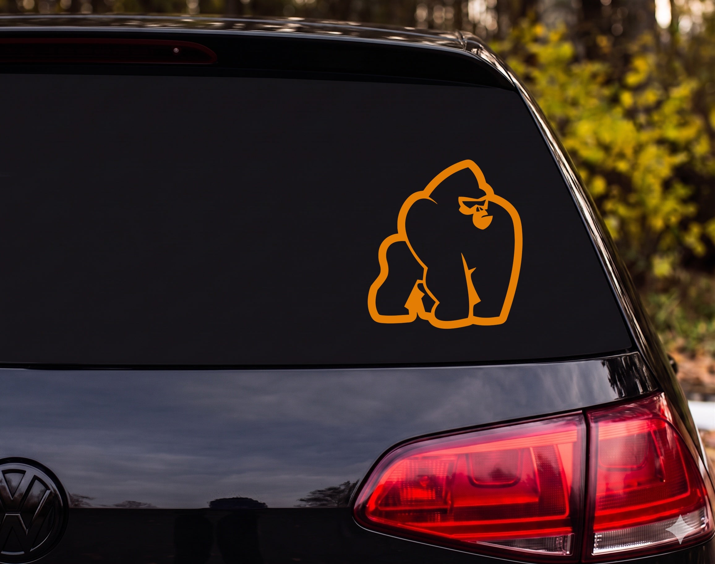 Angry Gorilla Knuckle Walking Cartoon Vinyl Decal Sticker Car Window Laptop - Orange