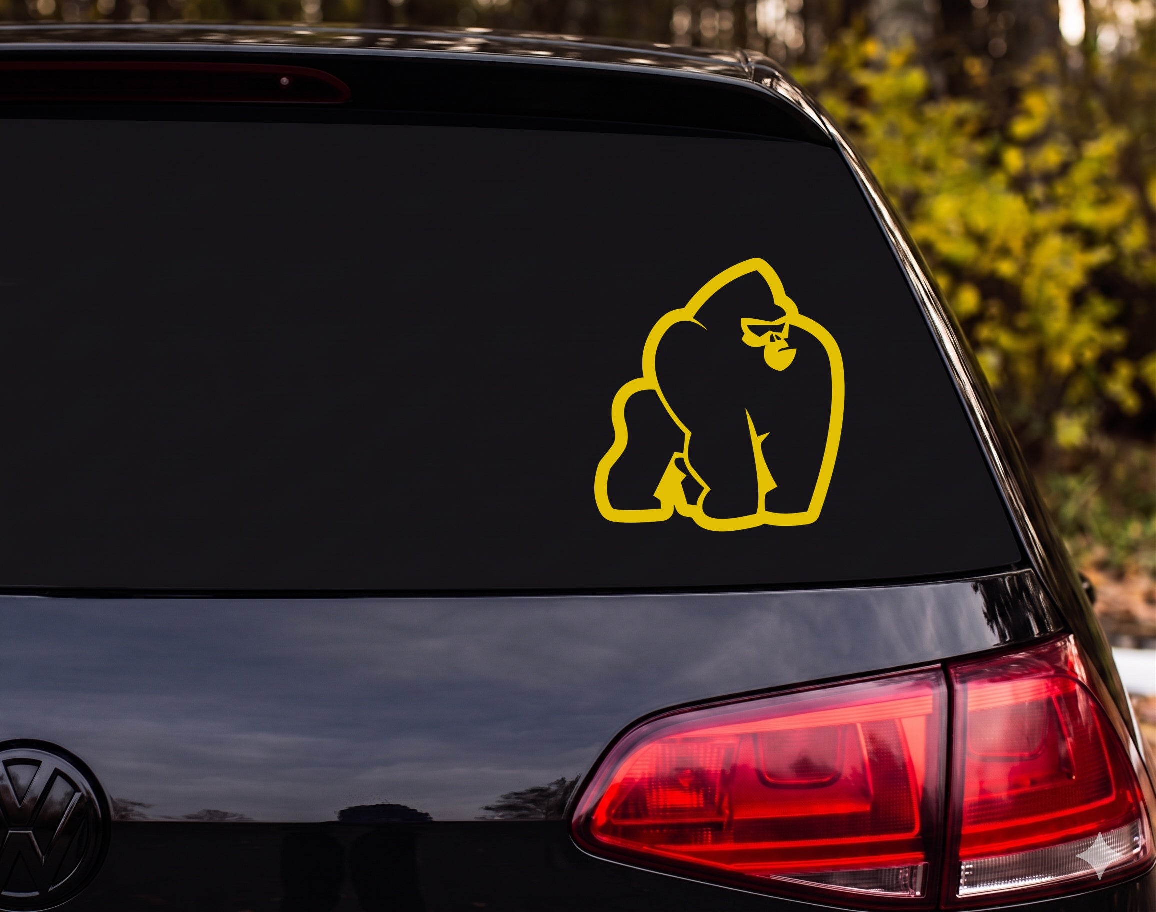 Angry Gorilla Knuckle Walking Cartoon Vinyl Decal Sticker Car Window Laptop - Yellow