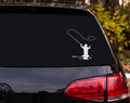 Fly Fishing Silhouette Man Casting Line in Water Vinyl Decal Sticker Car Window - White