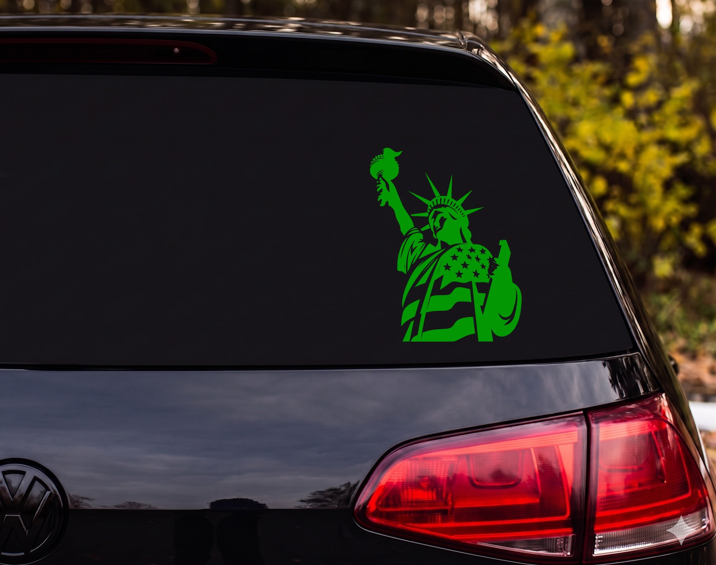 Statue of Liberty American Flag Silhouette Torch Vinyl Decal Sticker Car - Green