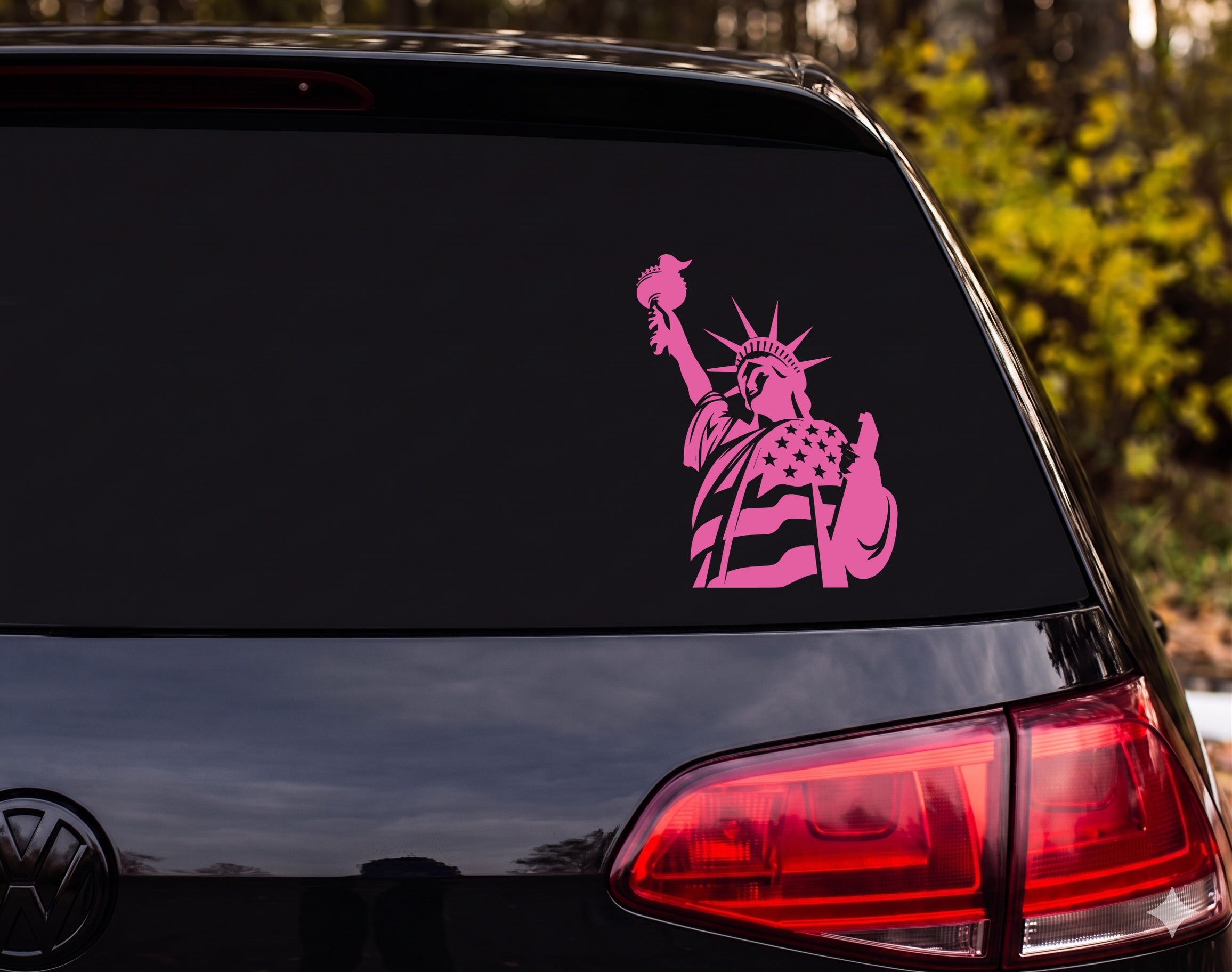 Statue of Liberty American Flag Silhouette Torch Vinyl Decal Sticker Car - Pink