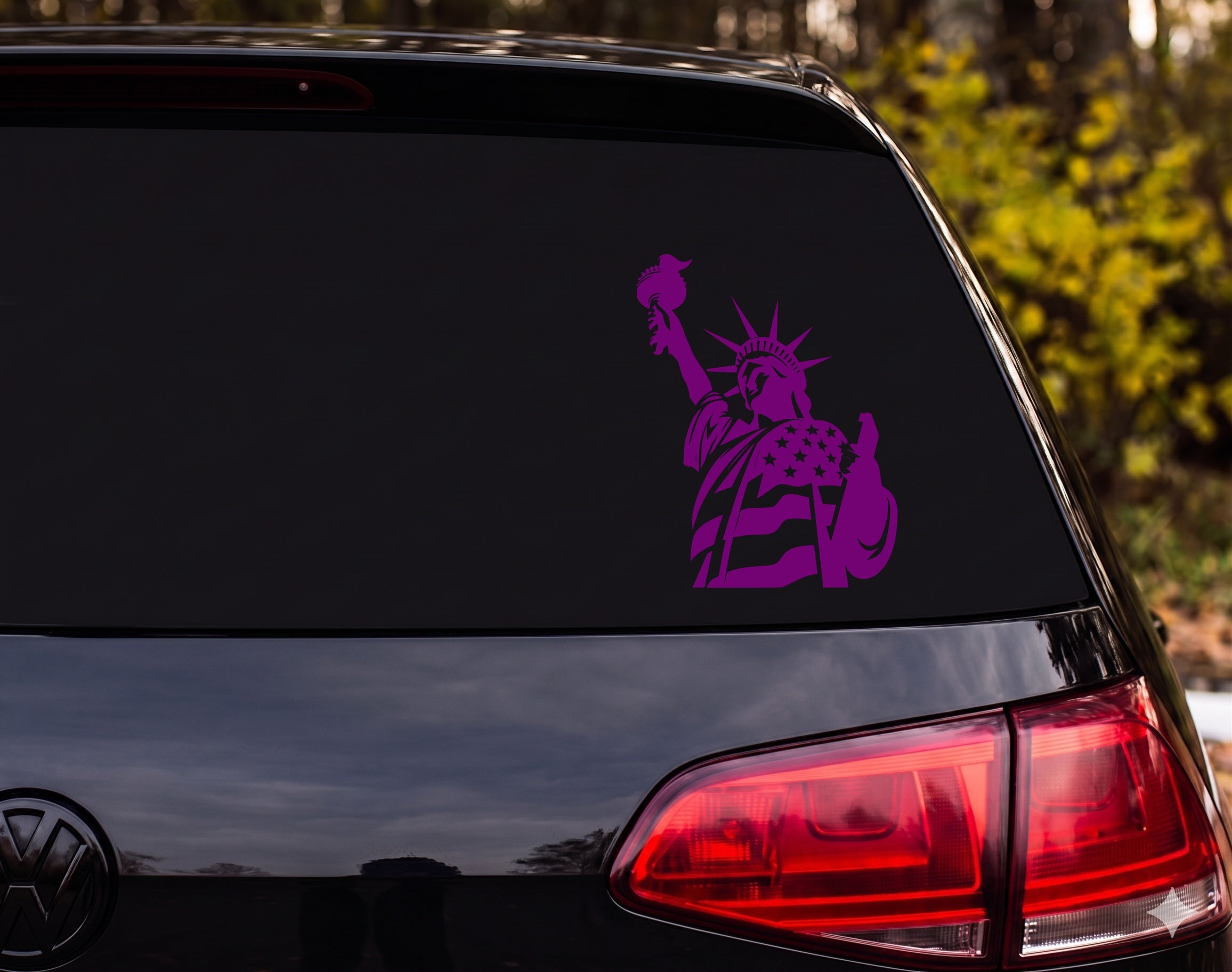 Statue of Liberty American Flag Silhouette Torch Vinyl Decal Sticker Car - Purple