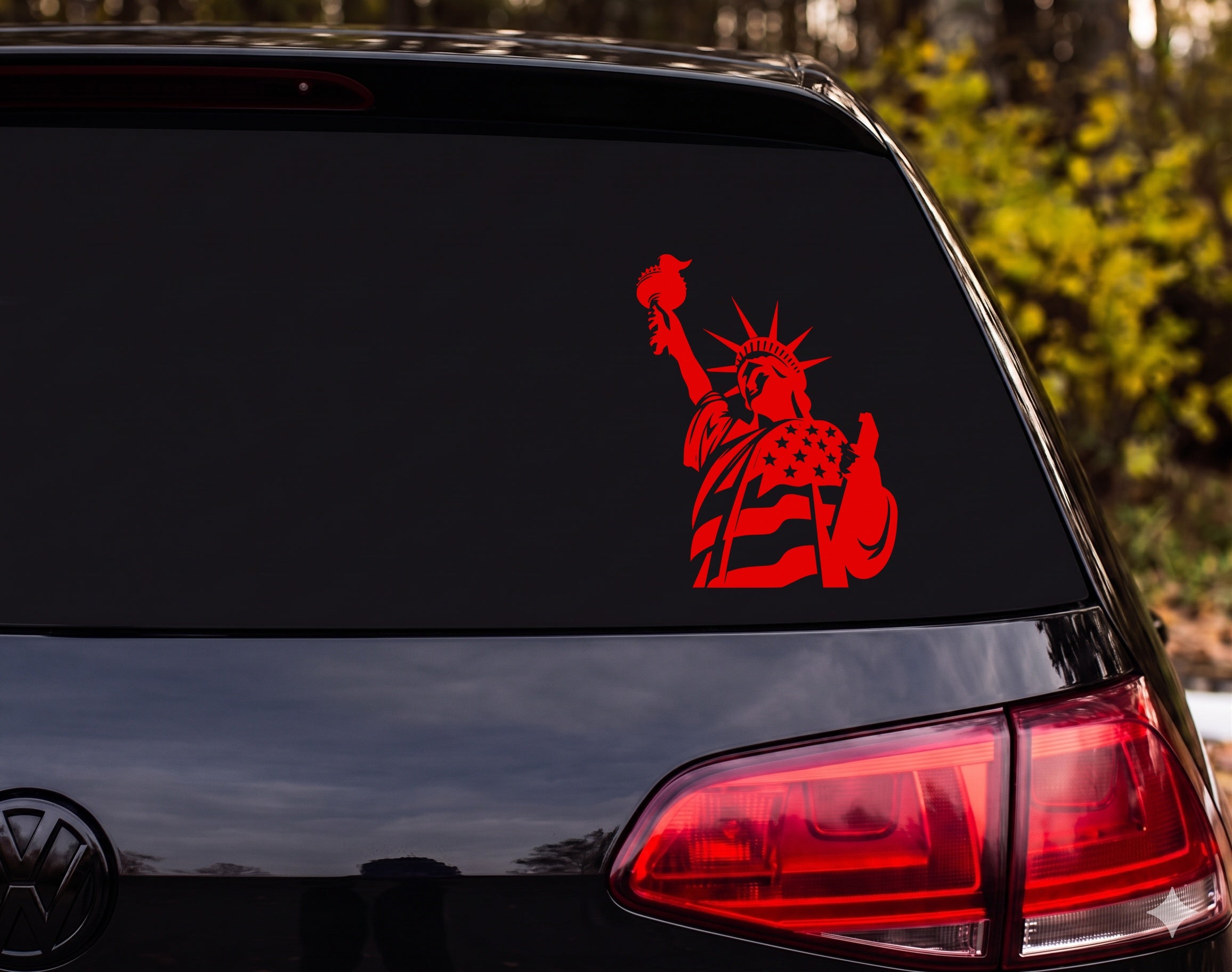Statue of Liberty American Flag Silhouette Torch Vinyl Decal Sticker Car - Red