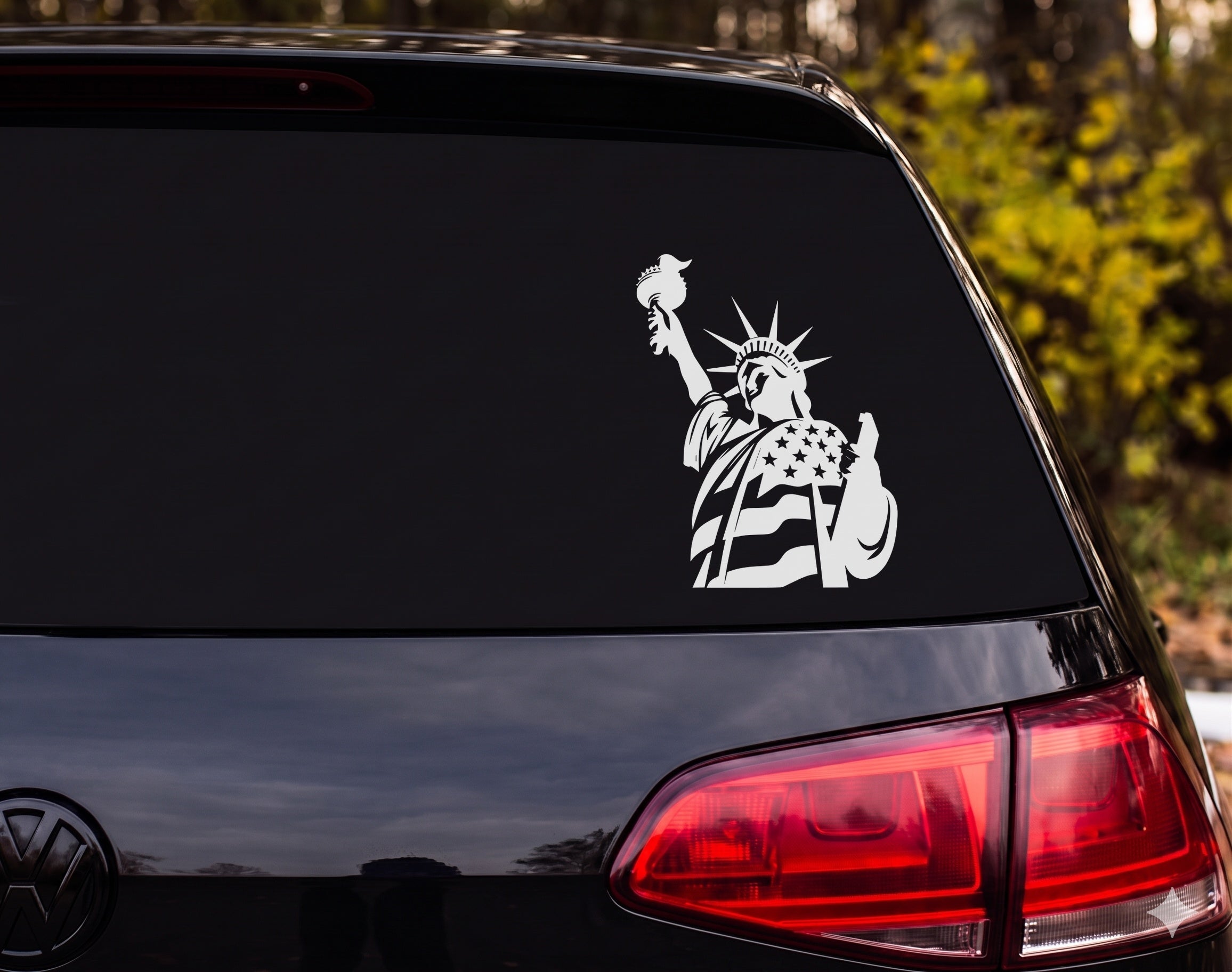 Statue of Liberty American Flag Silhouette Torch Vinyl Decal Sticker Car - White