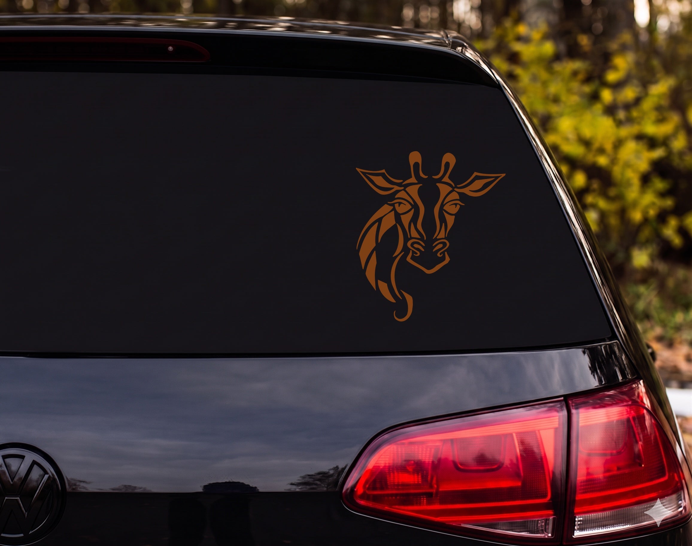 Tribal Giraffe Head Neck Forward Facing Silhouette Vinyl Decal Sticker Car - Brown
