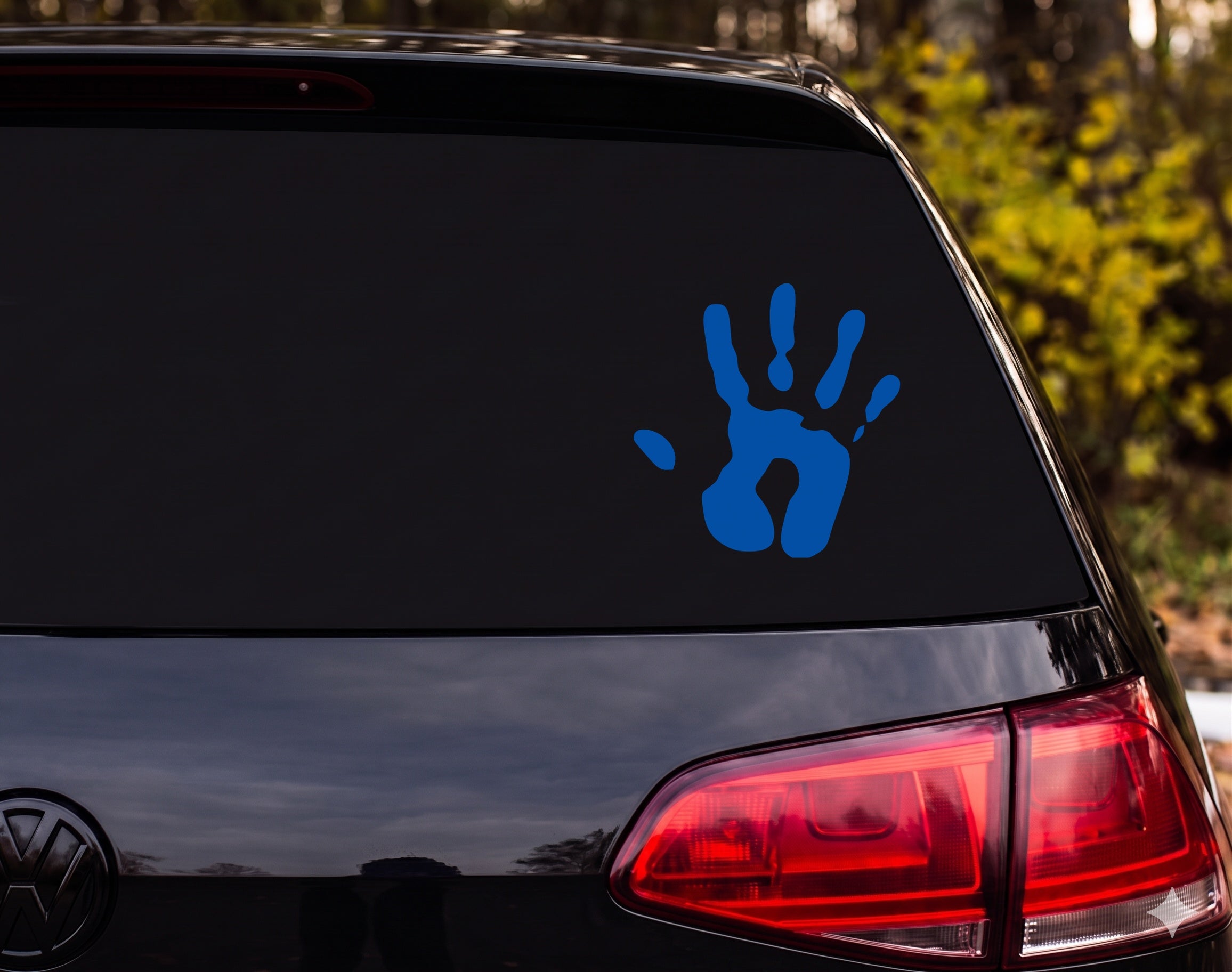 Handprint Silhouette Paint Stamp Splatter Open Hand Vinyl Decal Sticker - Blue