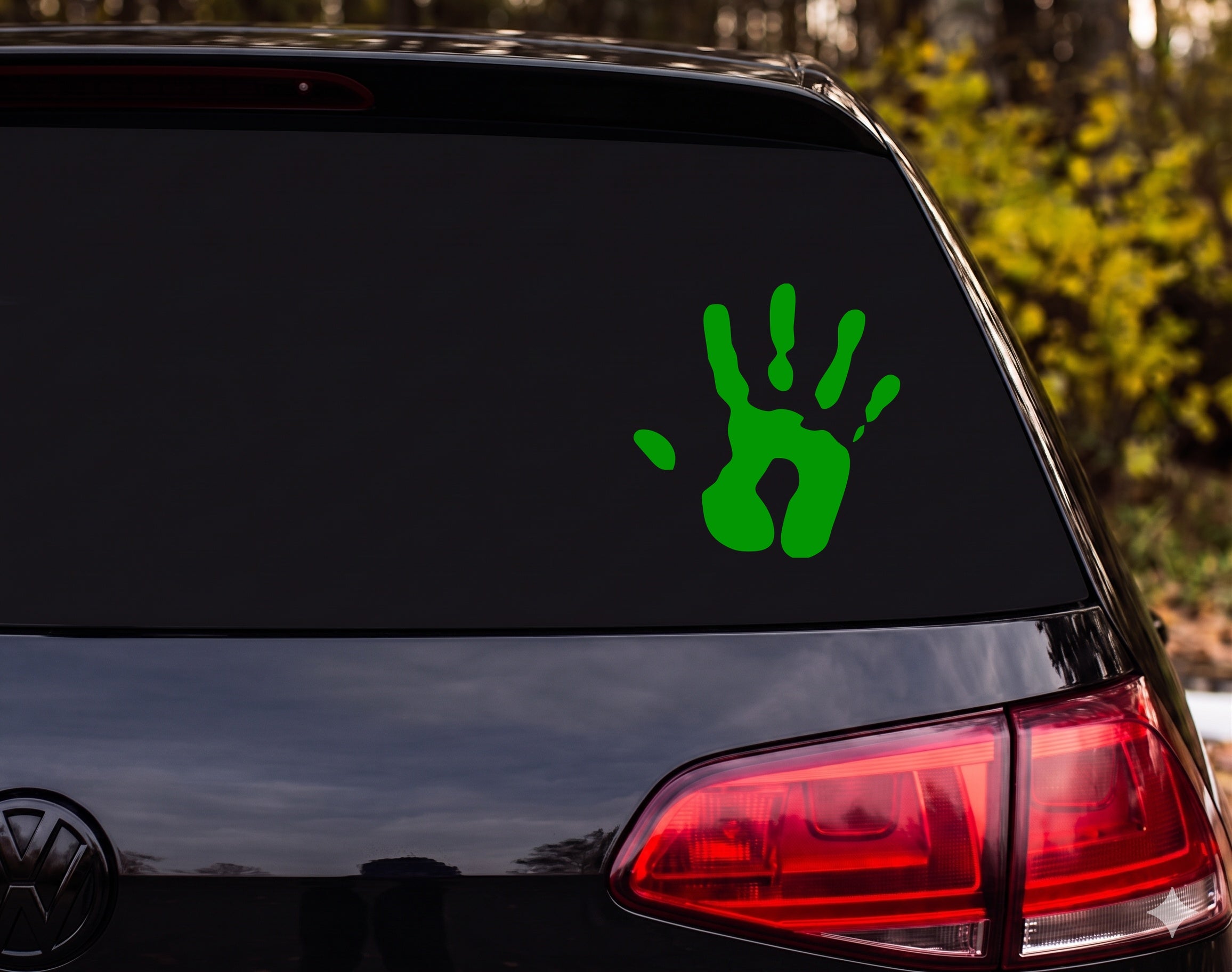 Handprint Silhouette Paint Stamp Splatter Open Hand Vinyl Decal Sticker - Green