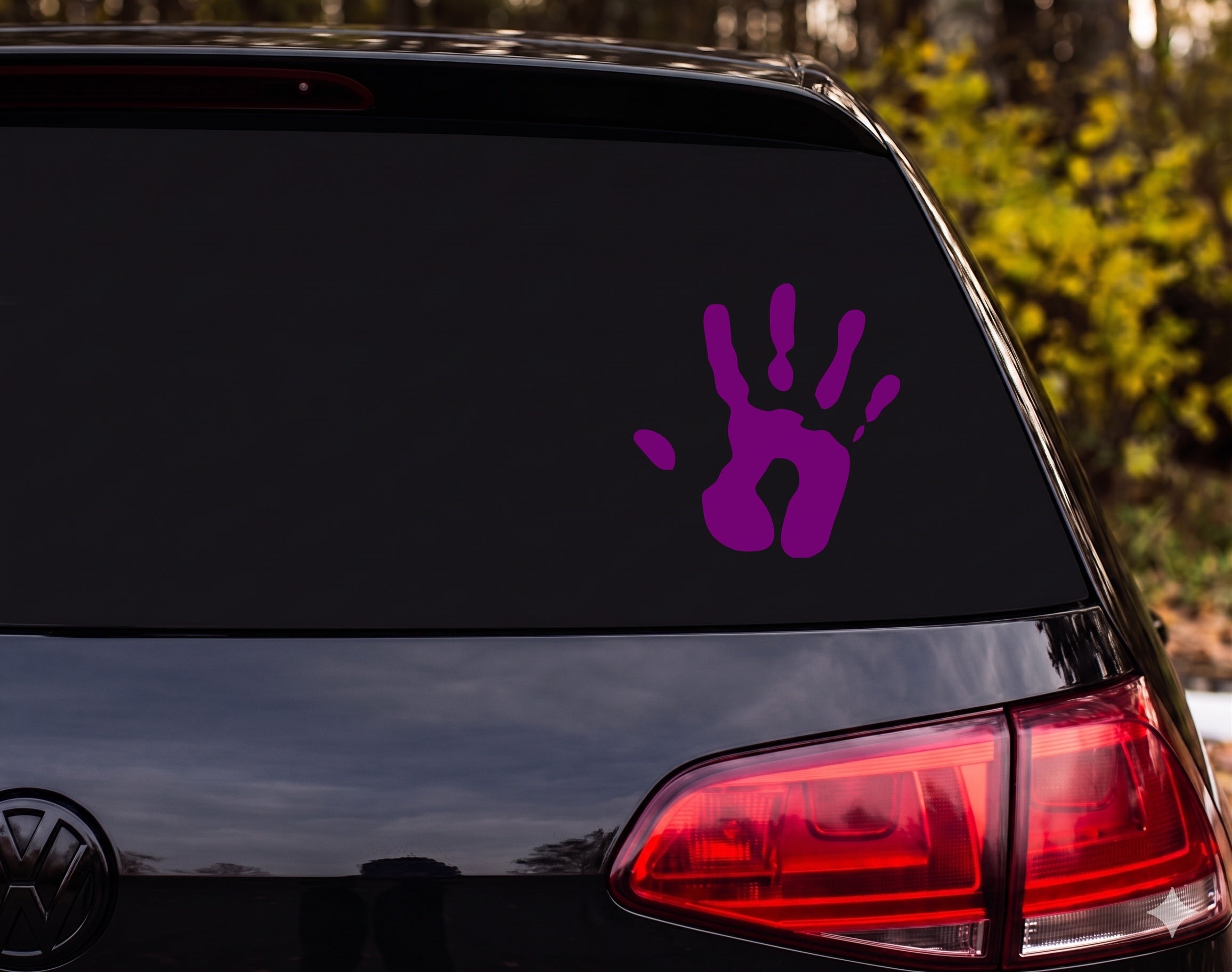 Handprint Silhouette Paint Stamp Splatter Open Hand Vinyl Decal Sticker - Purple