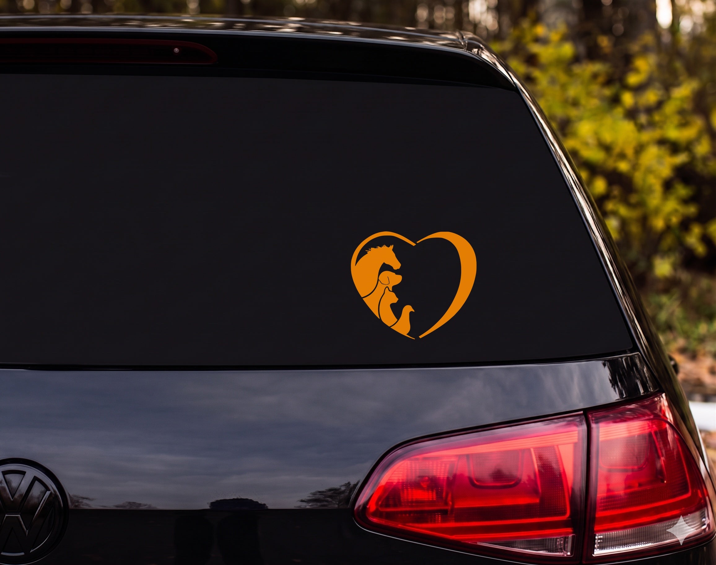 Horse Dog Cat Bird Heart Silhouette Animal Profiles Vinyl Decal Sticker Car - Orange