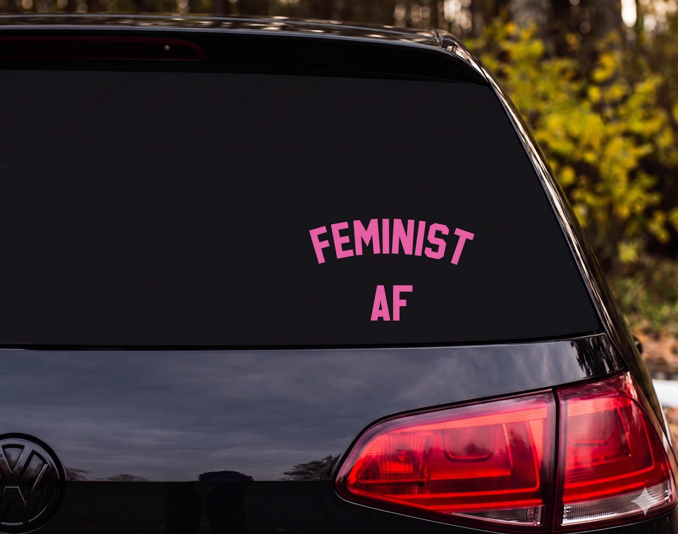 FEMINIST AF Vinyl Decal Sticker Car Window Laptop Bumper - Pink