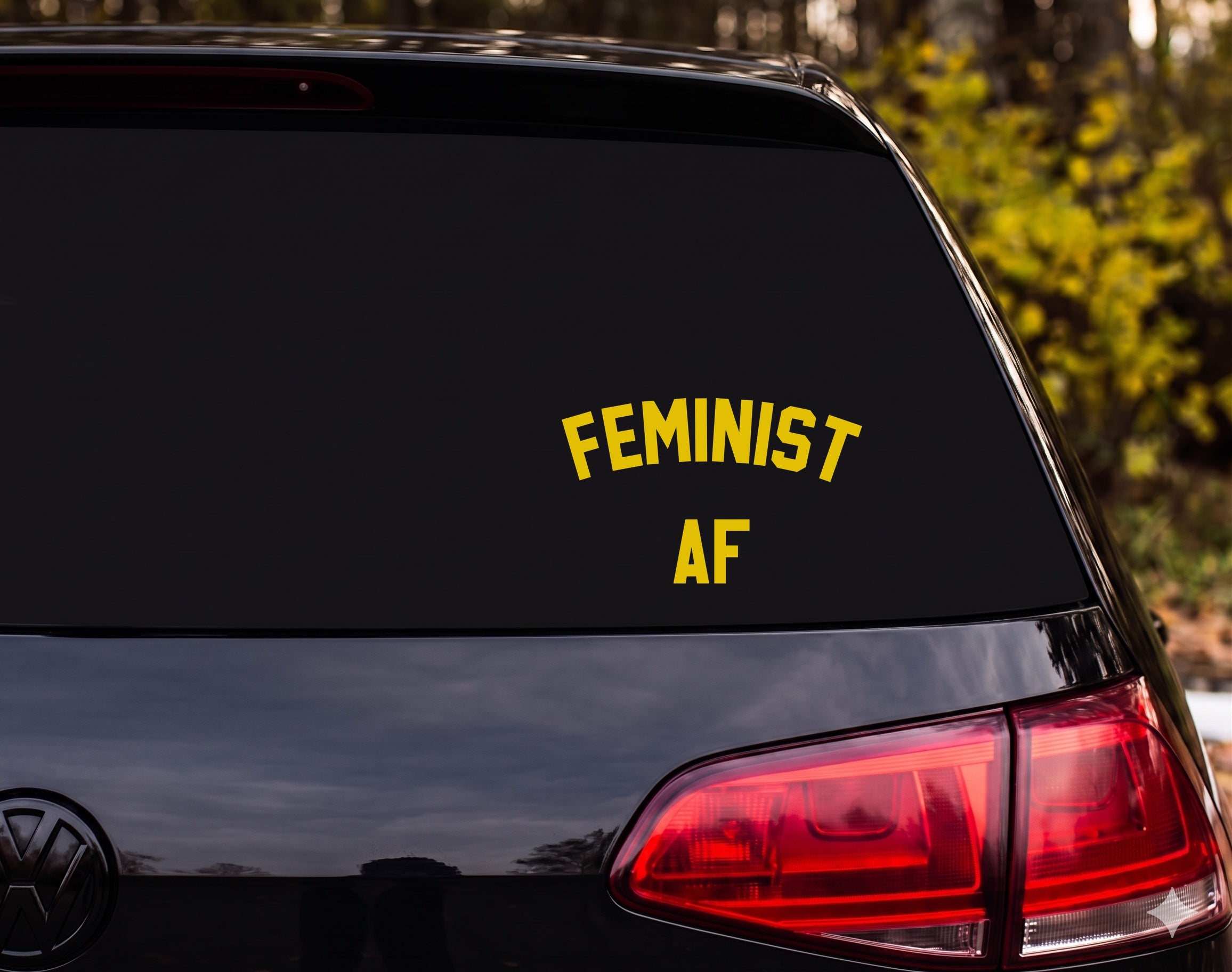 FEMINIST AF Vinyl Decal Sticker Car Window Laptop Bumper - Yellow