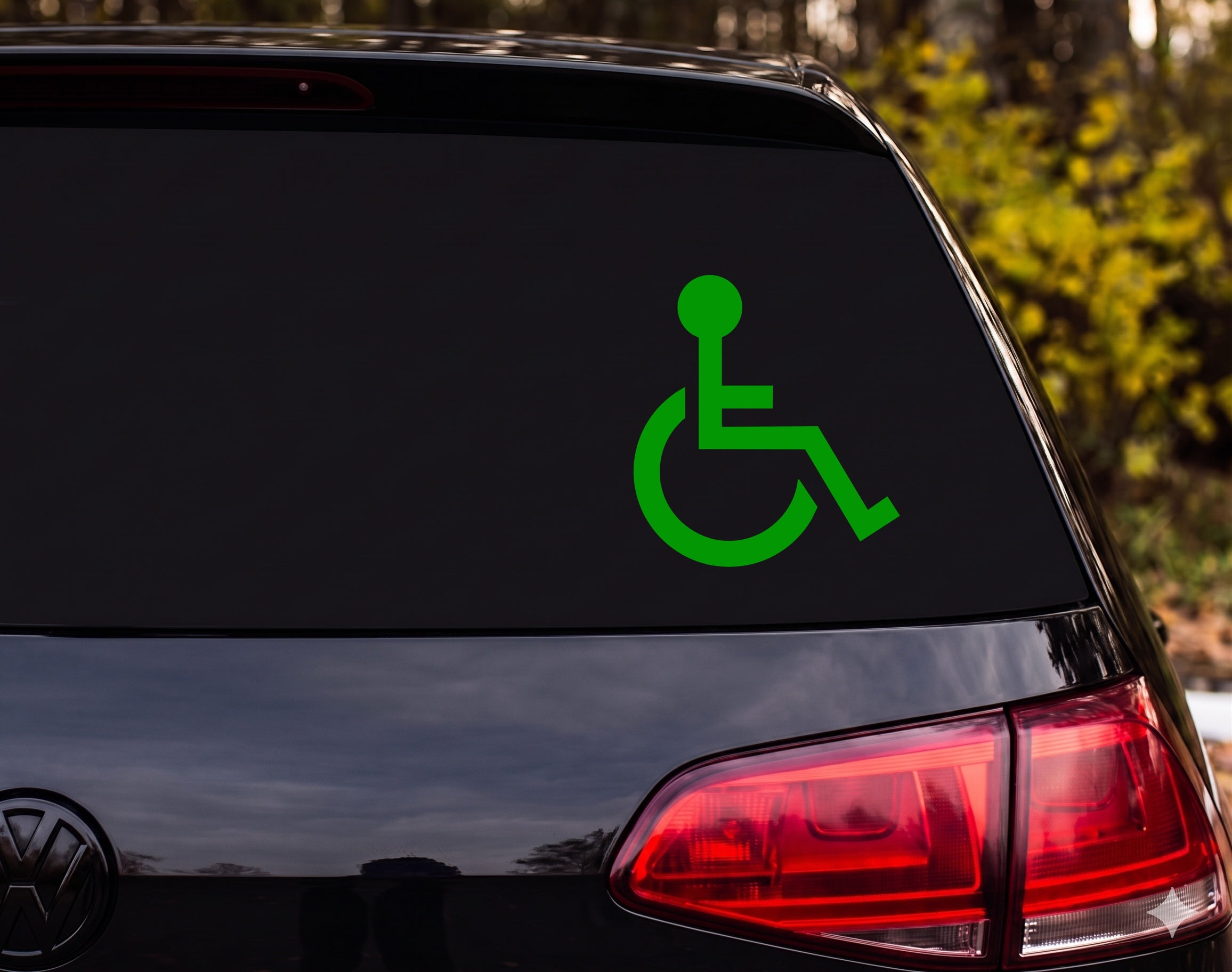 Wheelchair Accessibility Symbol Silhouette Vinyl Decal Sticker Car Window - Green