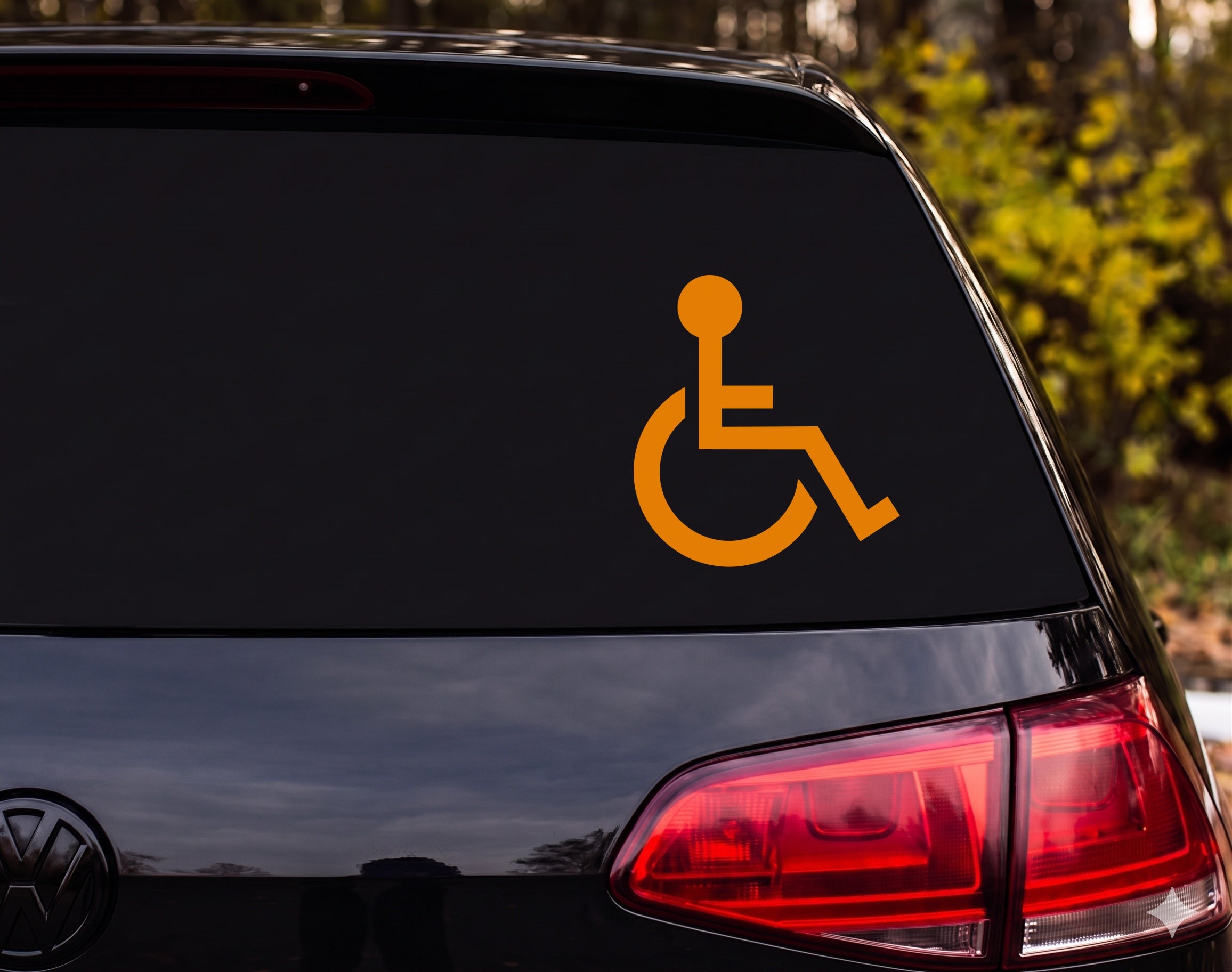 Wheelchair Accessibility Symbol Silhouette Vinyl Decal Sticker Car Window - Orange