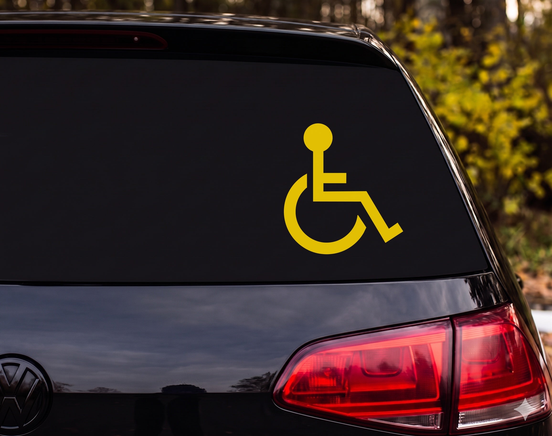 Wheelchair Accessibility Symbol Silhouette Vinyl Decal Sticker Car Window - Yellow