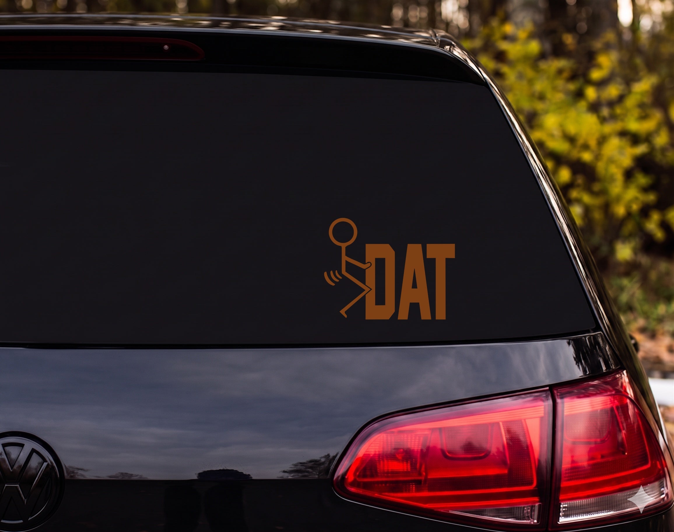 Dat Stick Figure Kicking Silhouette DAT Vinyl Decal Sticker Car Window - Brown