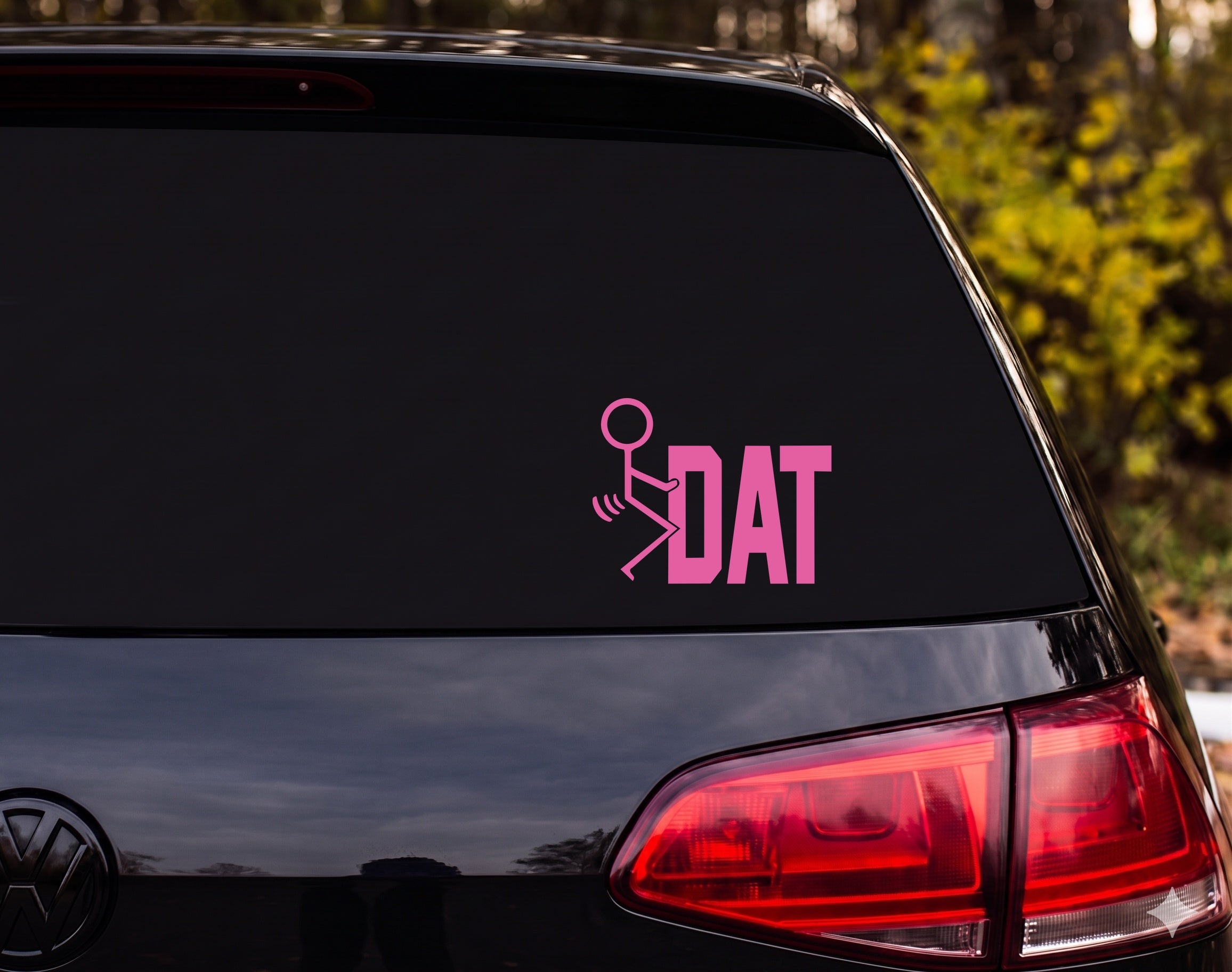 Dat Stick Figure Kicking Silhouette DAT Vinyl Decal Sticker Car Window - Pink