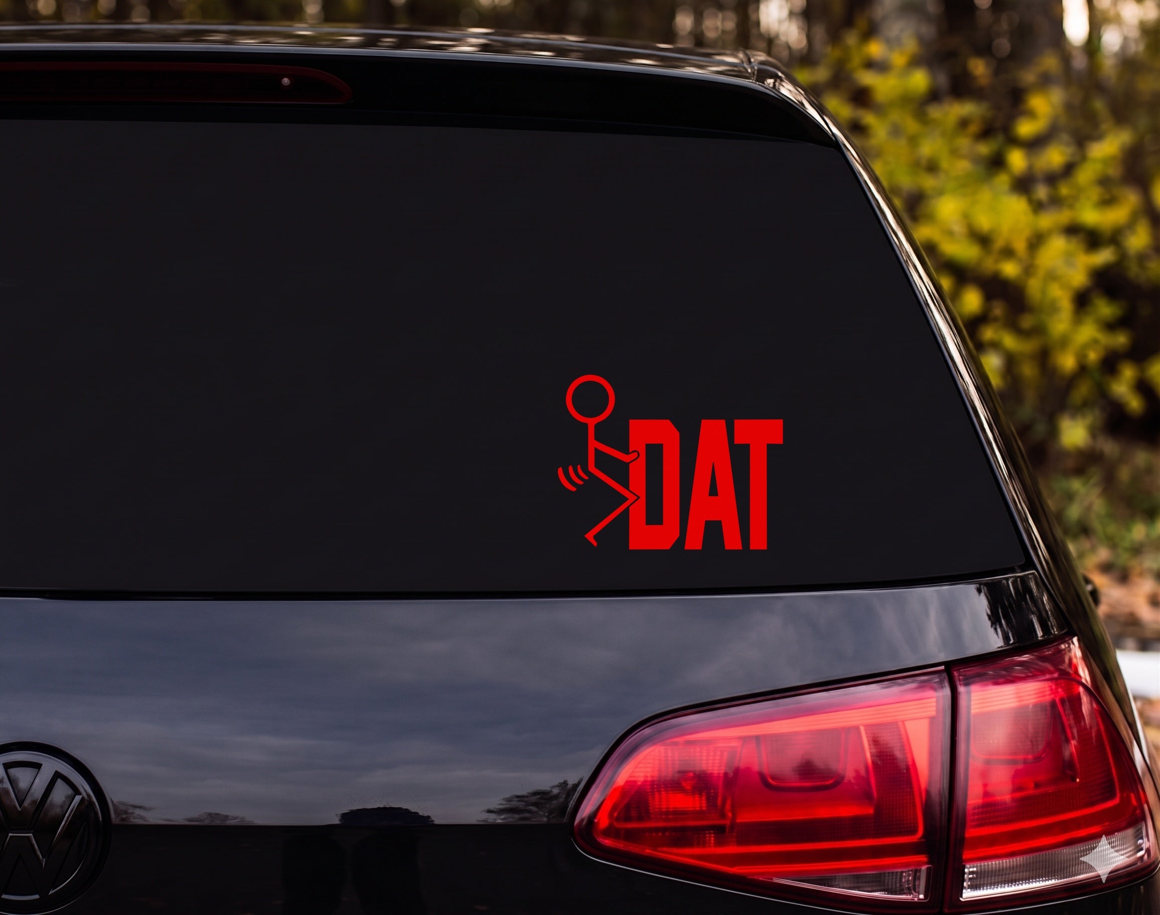 Dat Stick Figure Kicking Silhouette DAT Vinyl Decal Sticker Car Window - Red