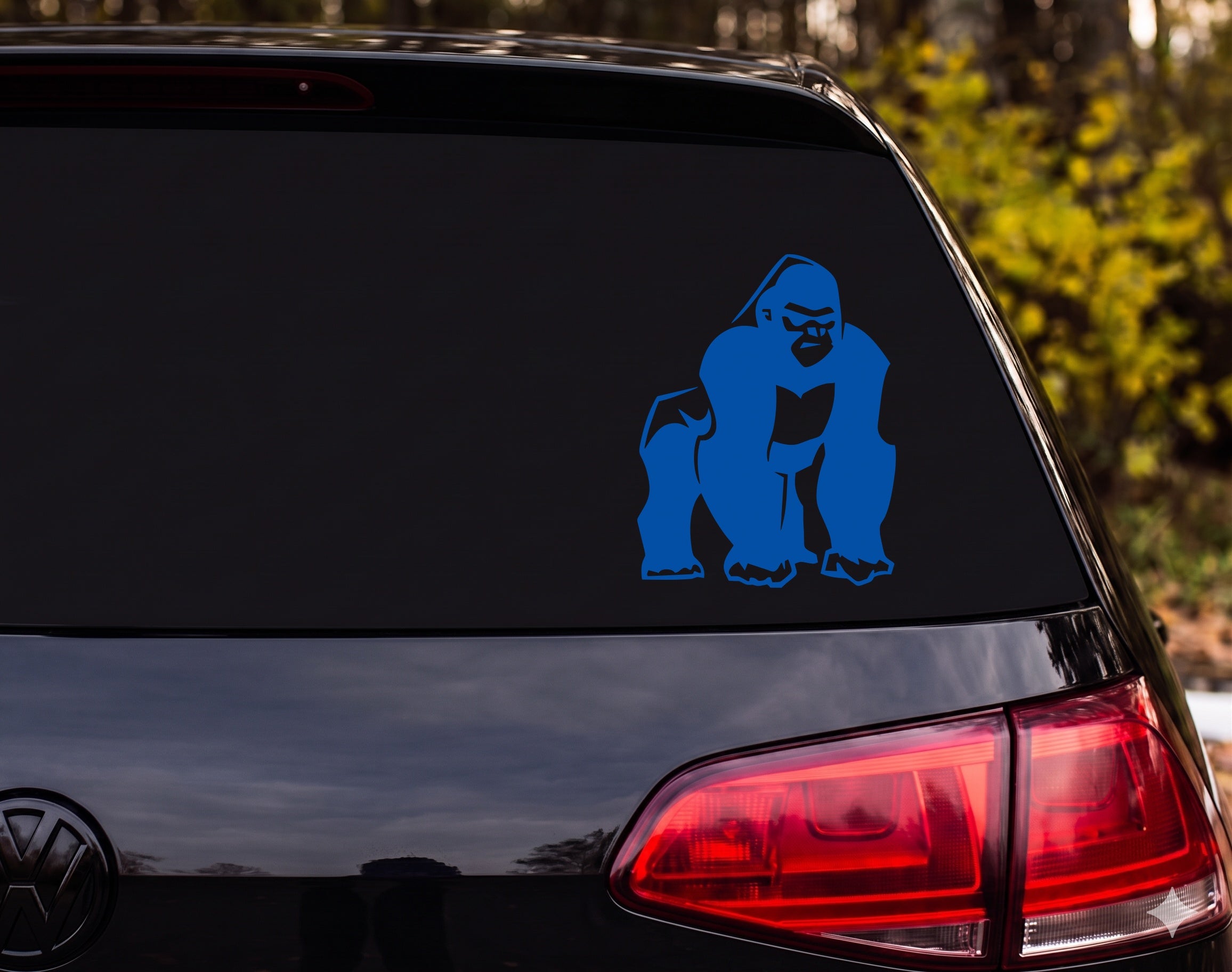 Silverback Gorilla Knuckle Walking Bold Angular Graphic Vinyl Decal Sticker - Blue
