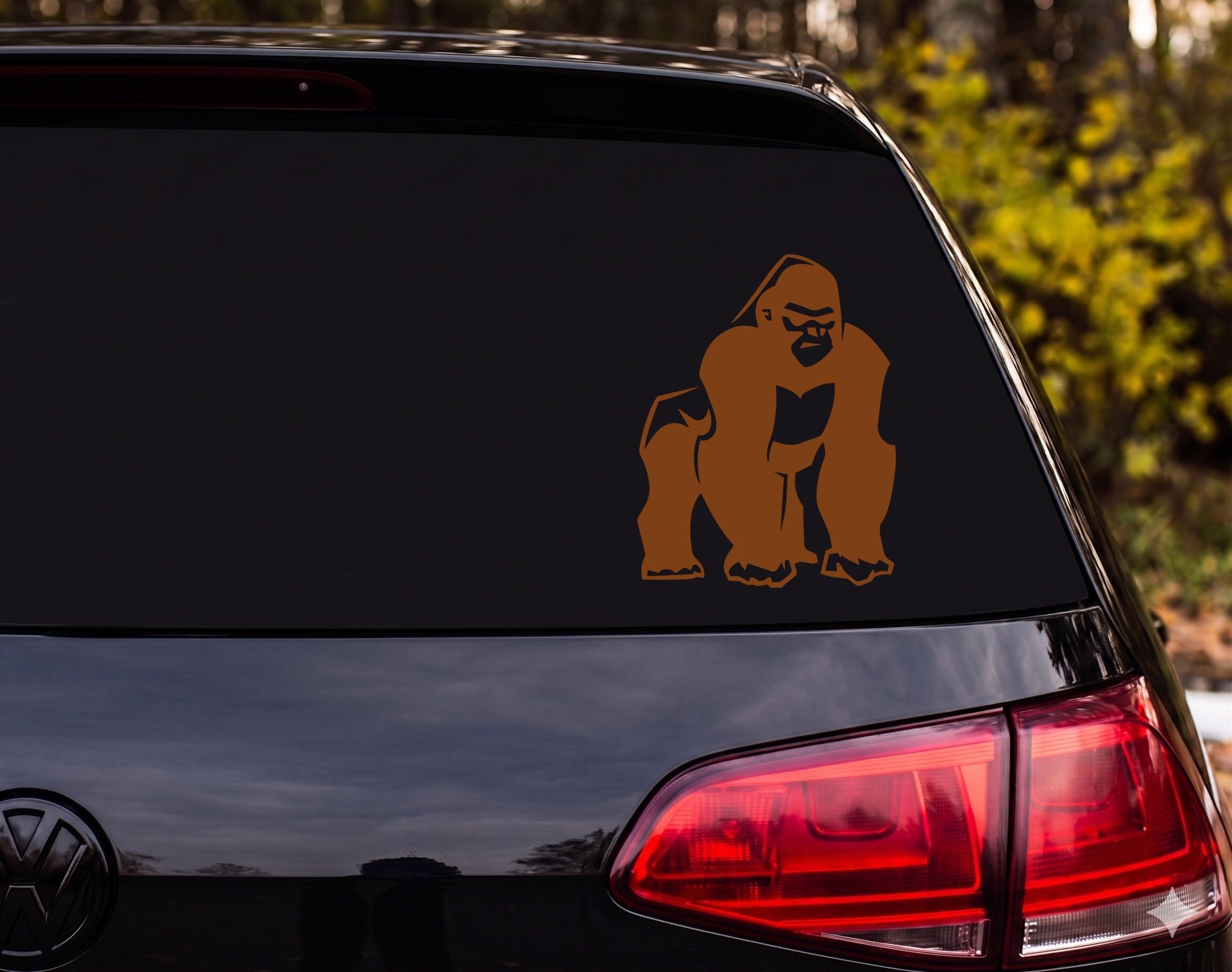 Silverback Gorilla Knuckle Walking Bold Angular Graphic Vinyl Decal Sticker - Brown