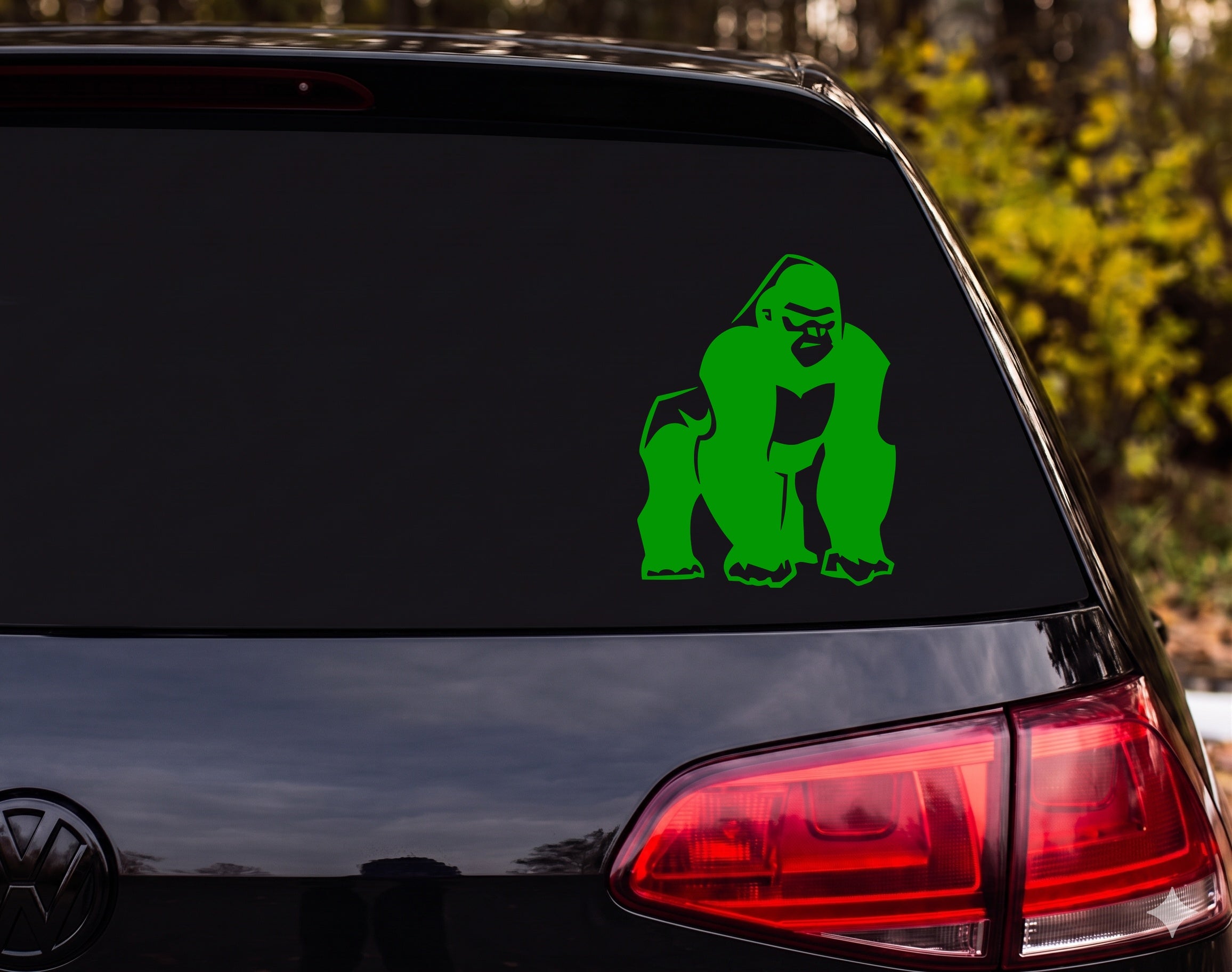 Silverback Gorilla Knuckle Walking Bold Angular Graphic Vinyl Decal Sticker - Green