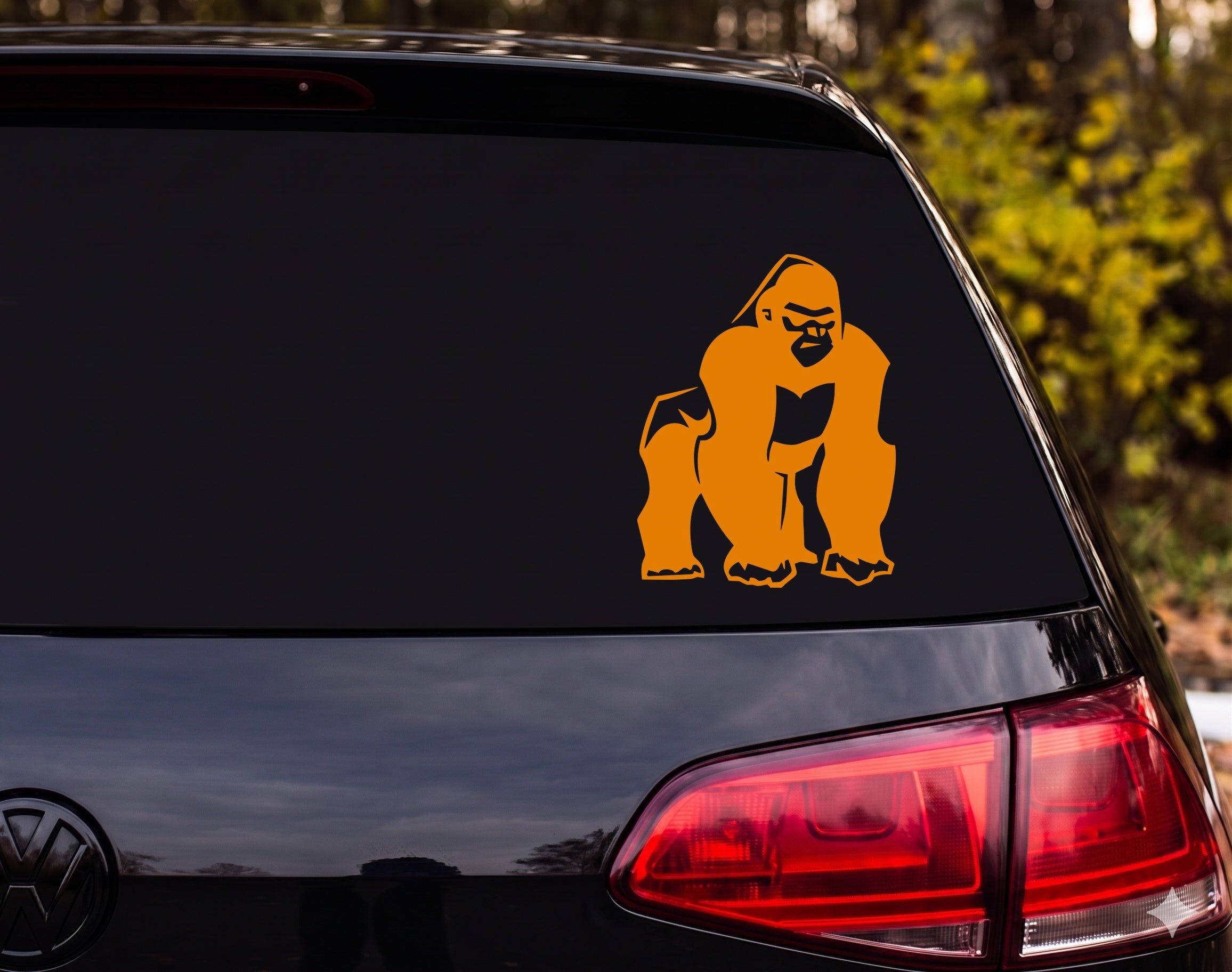 Silverback Gorilla Knuckle Walking Bold Angular Graphic Vinyl Decal Sticker - Orange