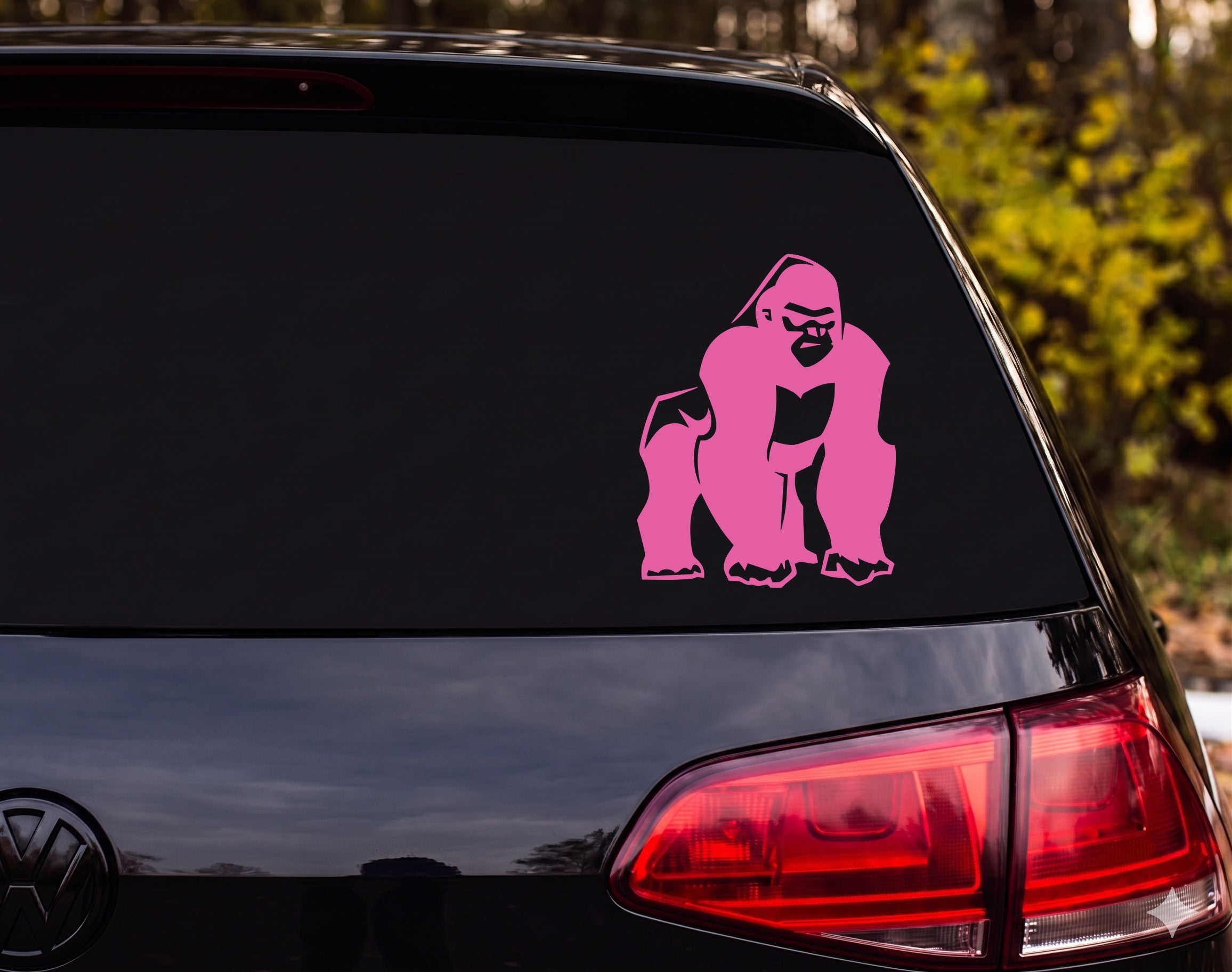 Silverback Gorilla Knuckle Walking Bold Angular Graphic Vinyl Decal Sticker - Pink