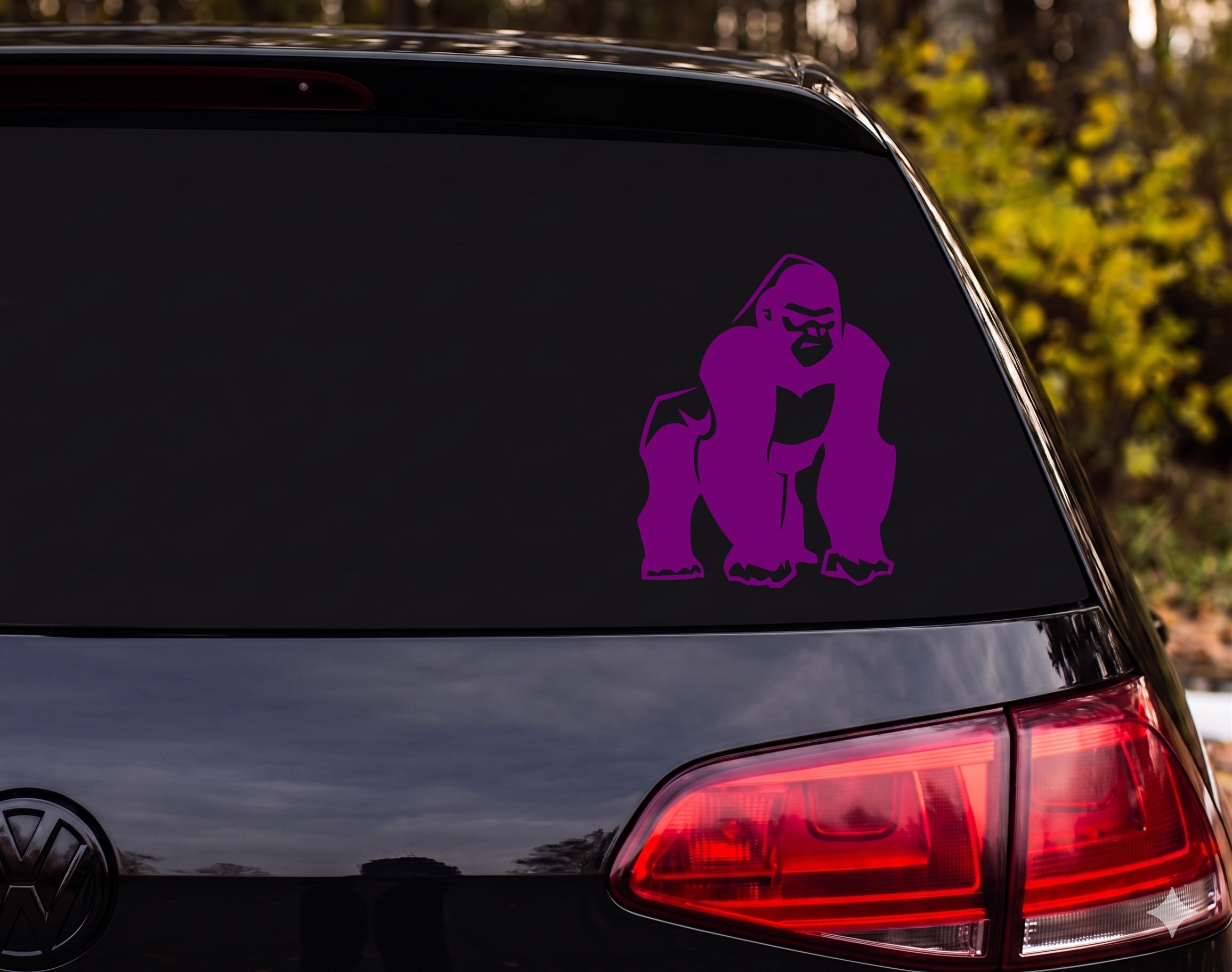 Silverback Gorilla Knuckle Walking Bold Angular Graphic Vinyl Decal Sticker - Purple