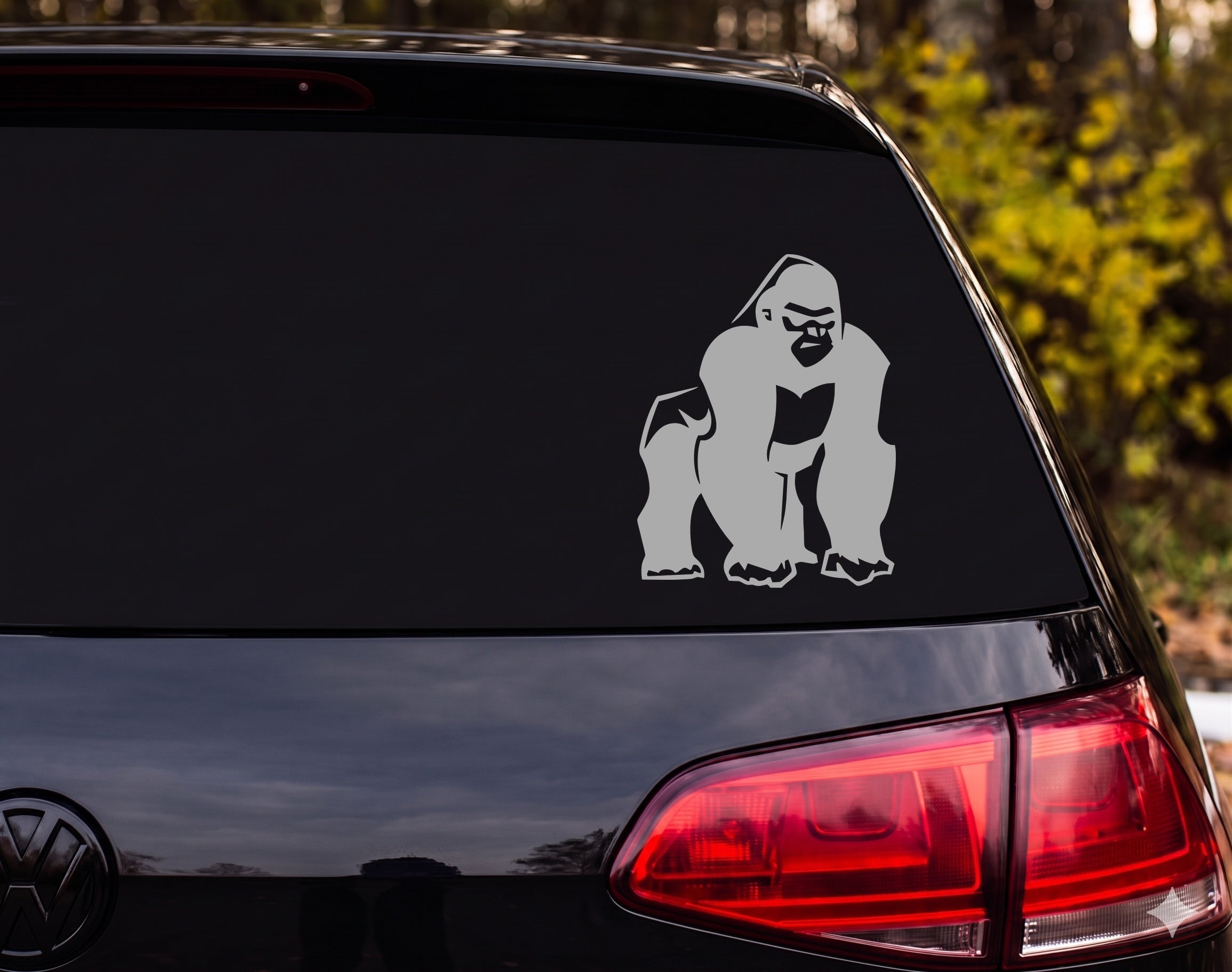Silverback Gorilla Knuckle Walking Bold Angular Graphic Vinyl Decal Sticker - Silver