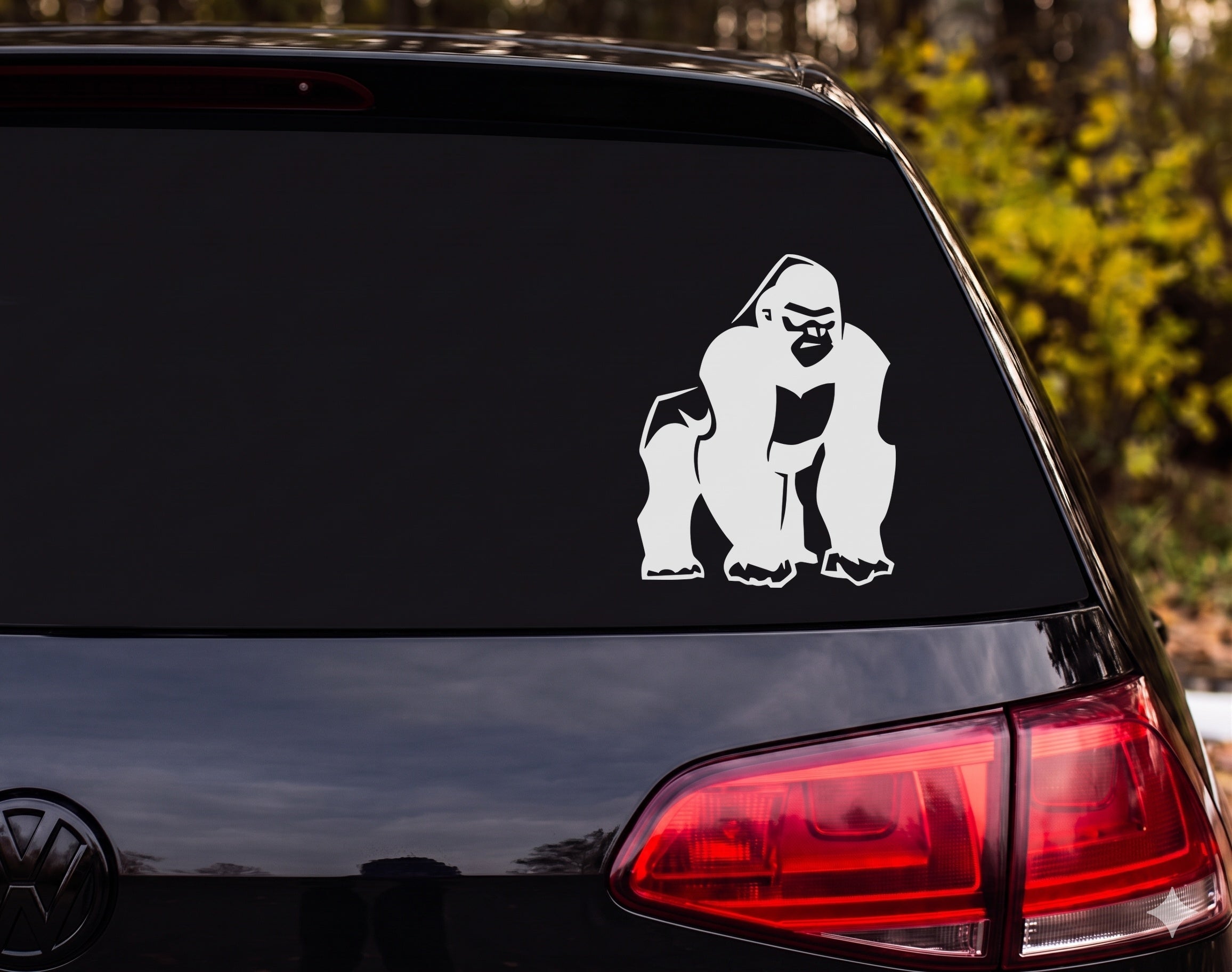 Silverback Gorilla Knuckle Walking Bold Angular Graphic Vinyl Decal Sticker - White