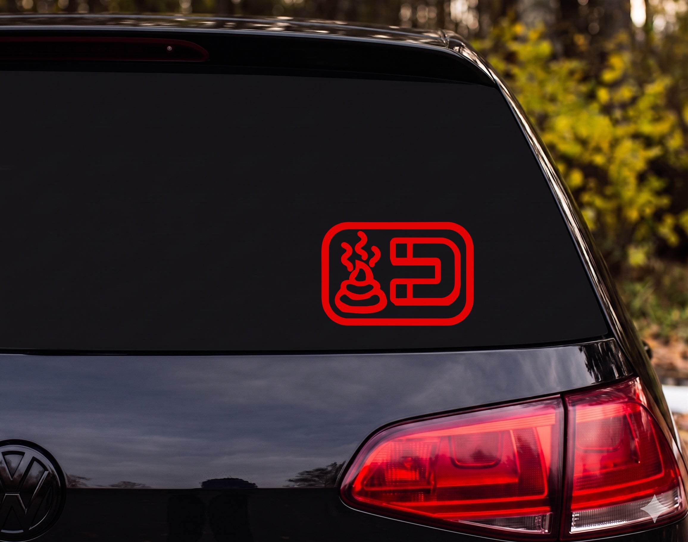 Cartoon Poop Magnet Funny Outline Icon Vinyl Decal Sticker Car Laptop - Red