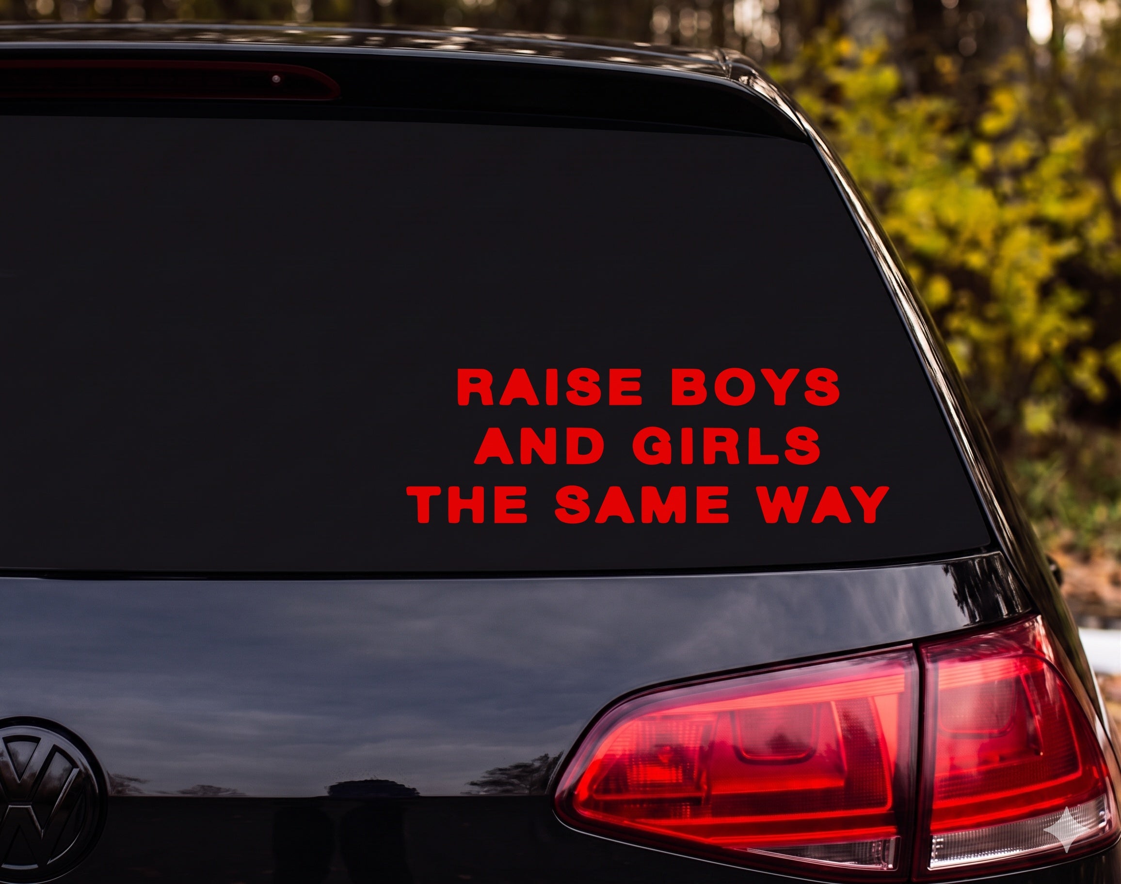RAISE BOYS AND GIRLS THE SAME WAY Vinyl Decal Sticker Car Window Laptop - Red